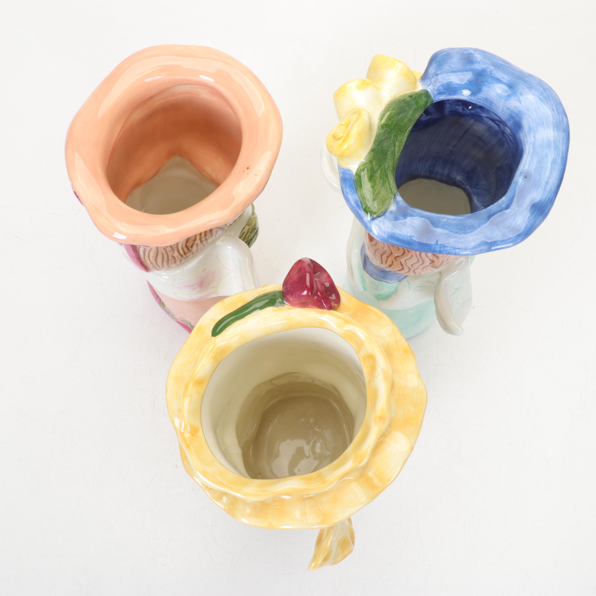 Susan Paley Vibrant Ceramic Figure Vases by Ganz