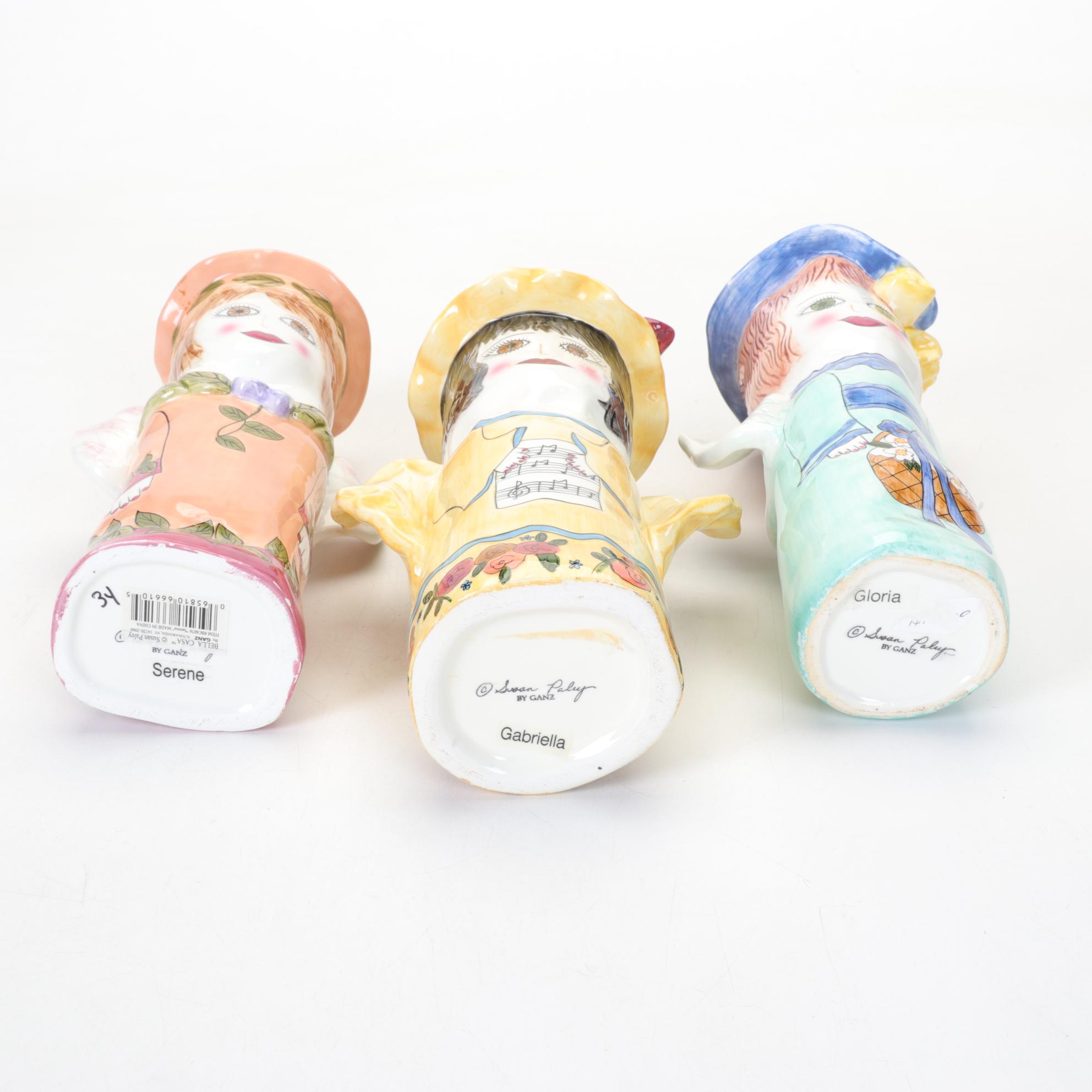 Susan Paley Vibrant Ceramic Figure Vases by Ganz