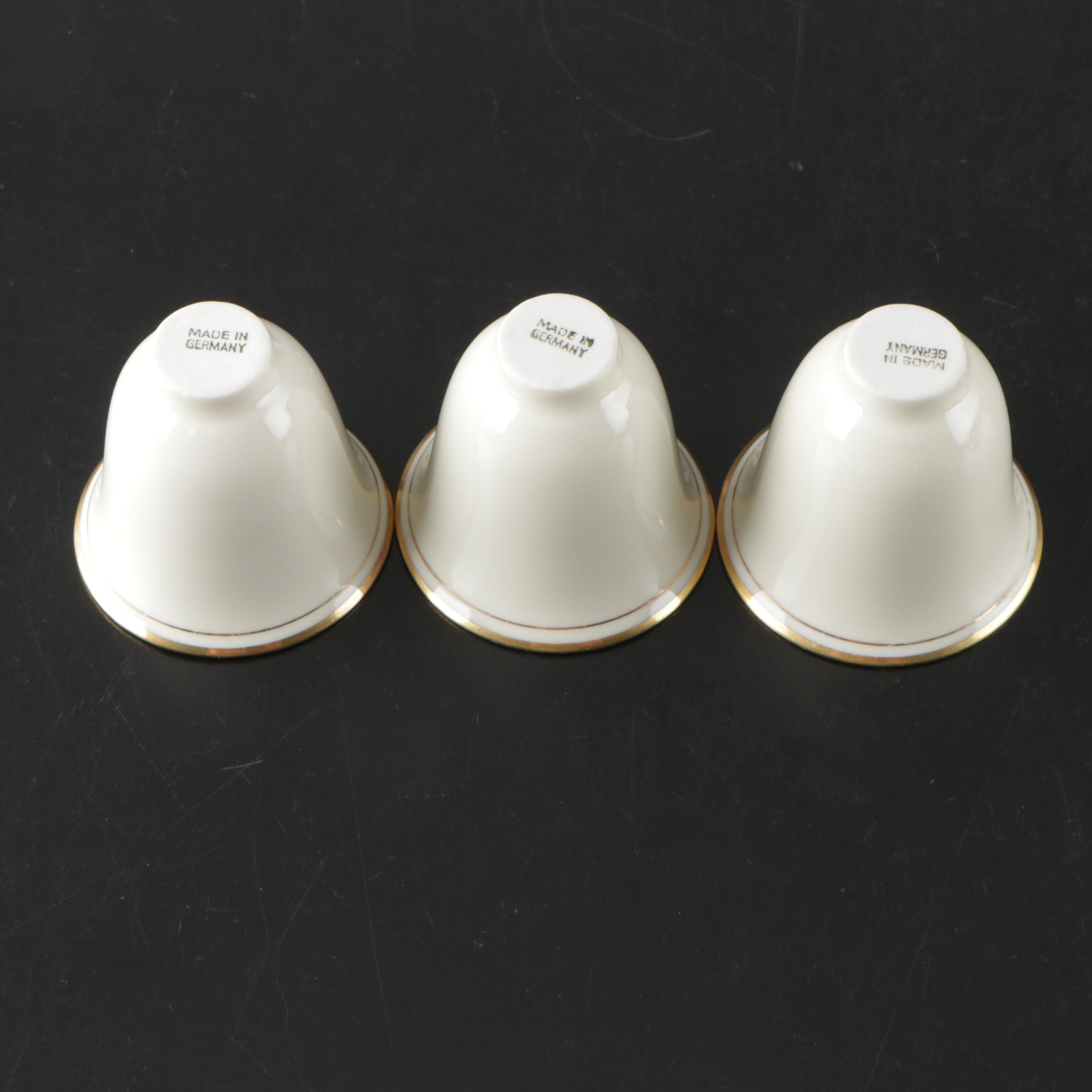 Webster Sterling Silver Zarfs and Saucers with German Porcelain Cups