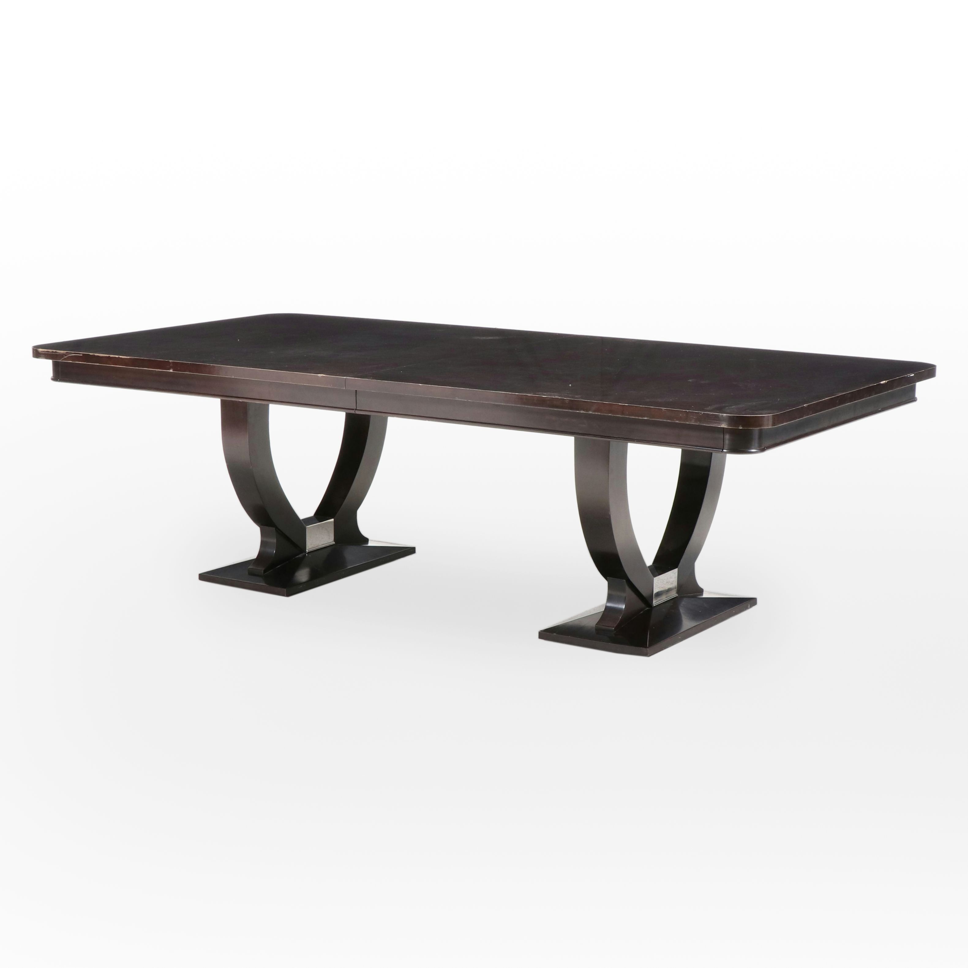 Swaim Art Deco Style Espresso Finish Dining Table