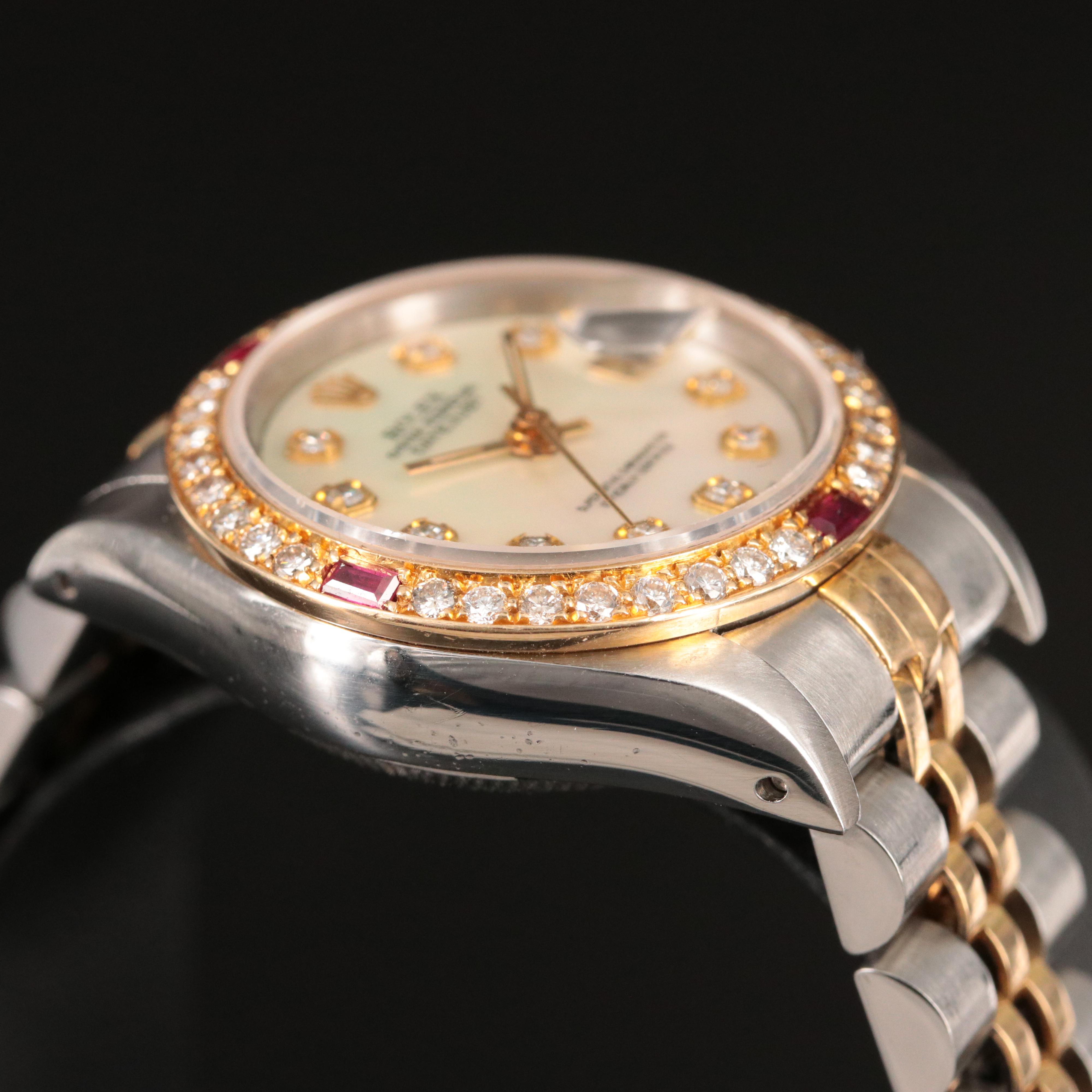 1991 Rolex Diamond and Ruby Datejust Watch