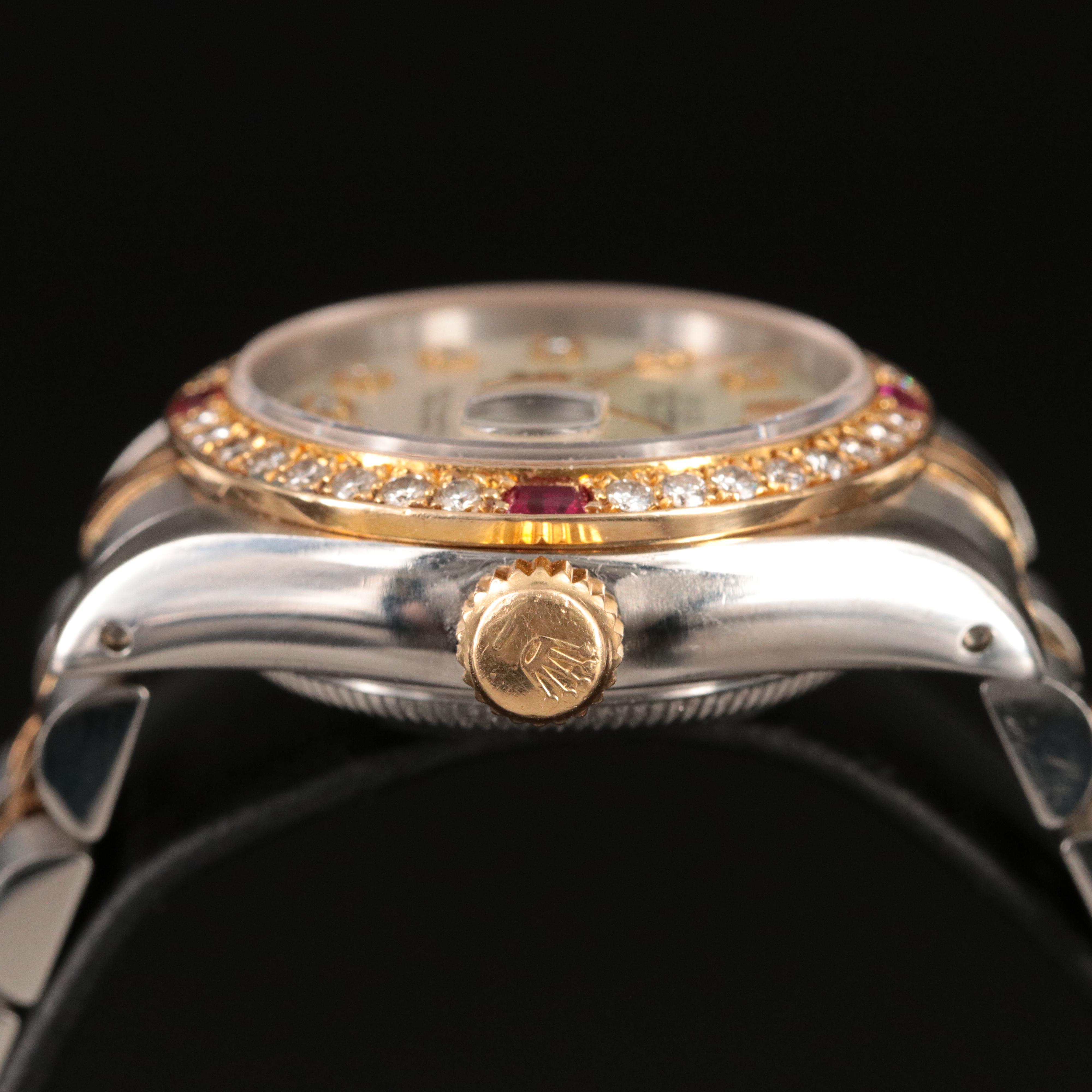 1991 Rolex Diamond and Ruby Datejust Watch