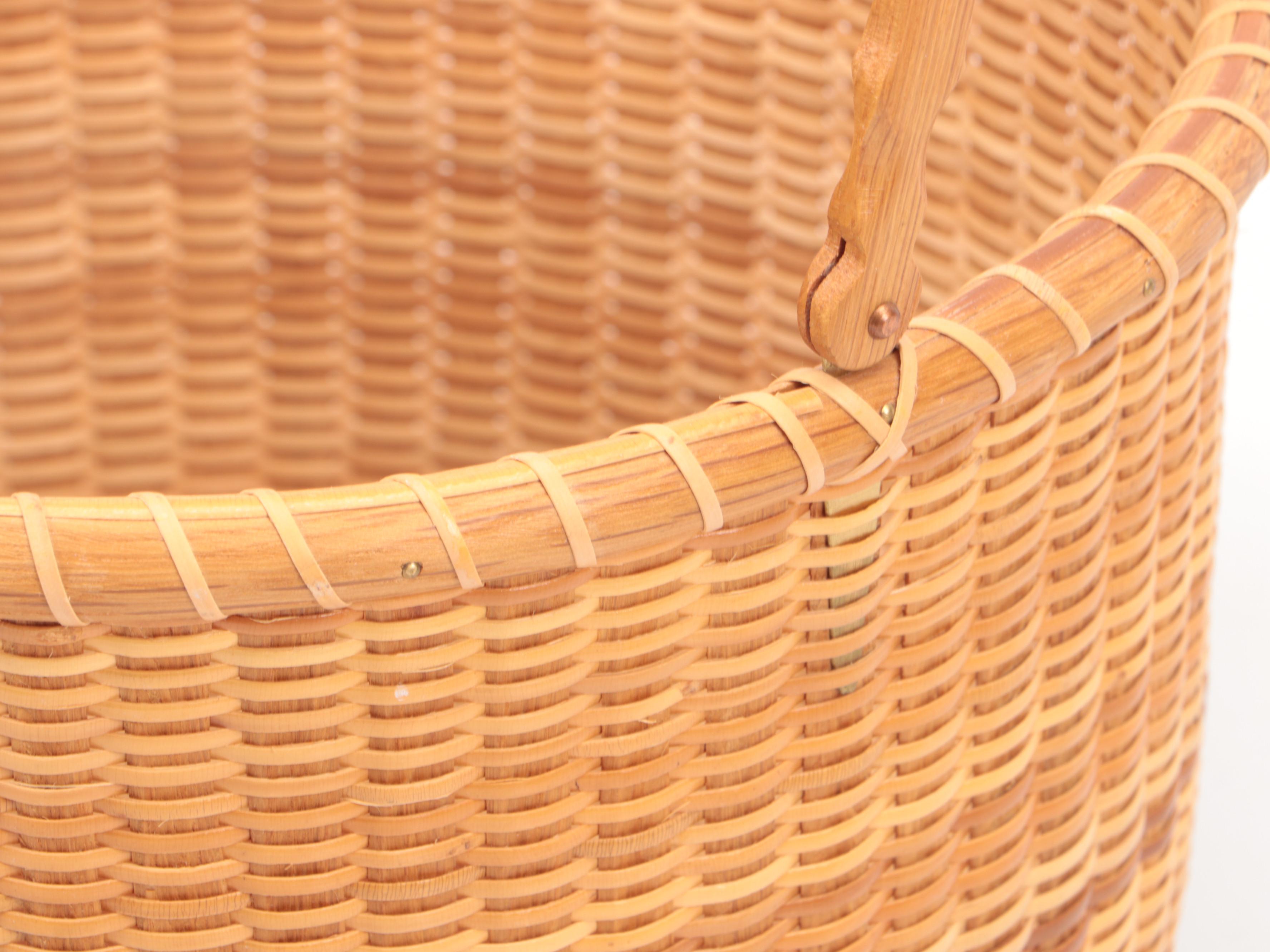 Nantucket Bent Oak and Wicker Nesting Basket Set