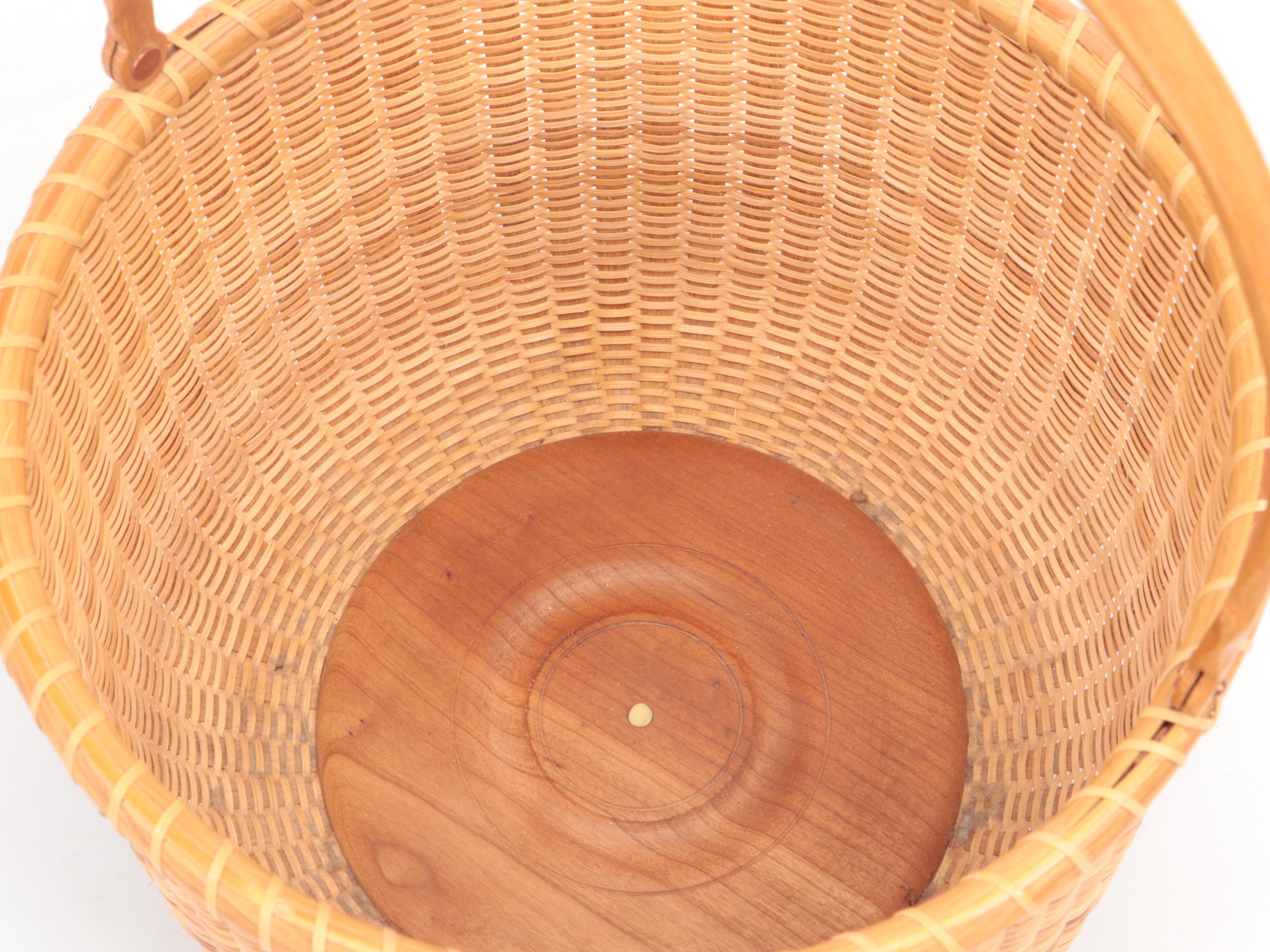 Nantucket Bent Oak and Wicker Nesting Basket Set