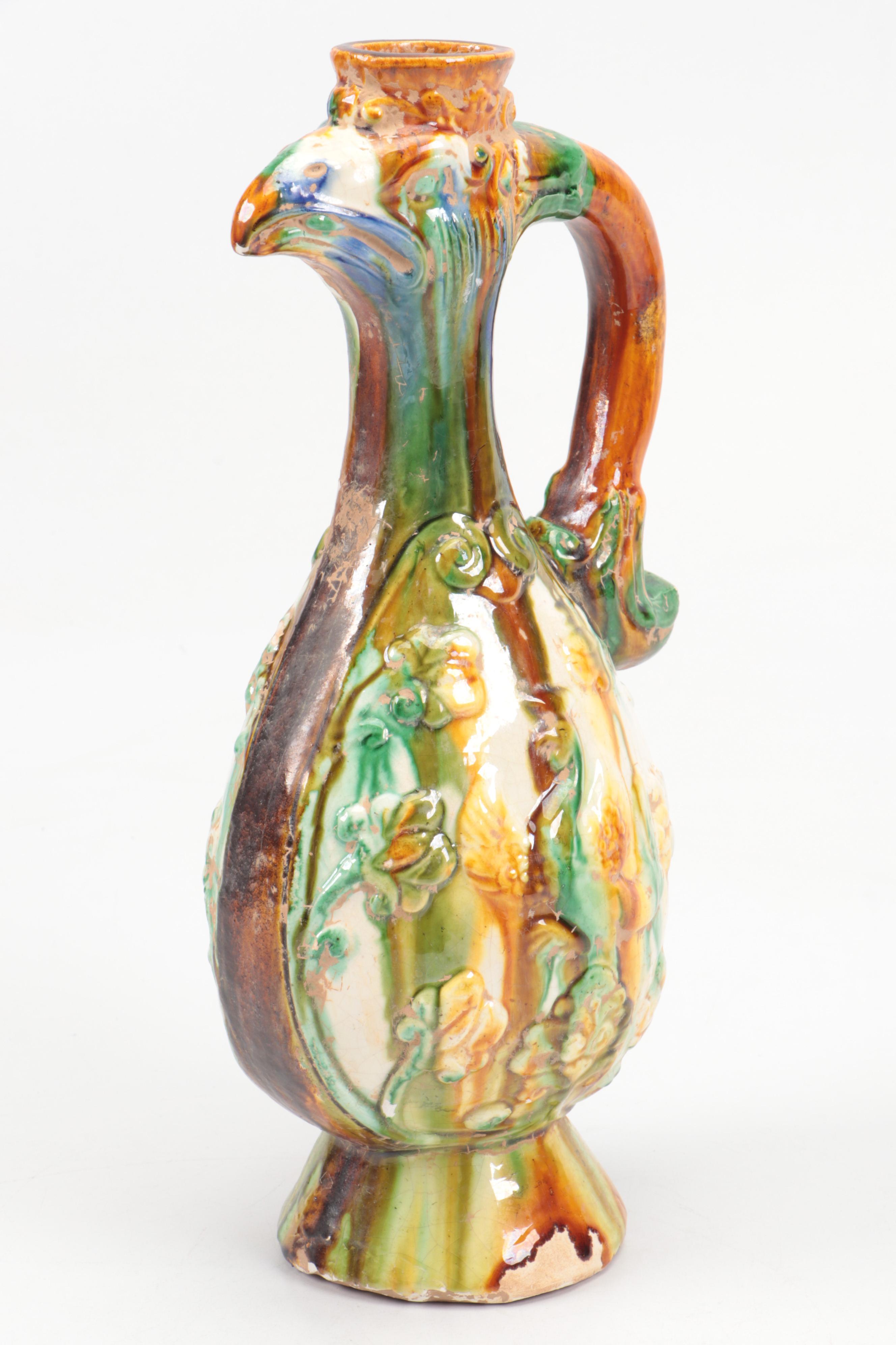 Chinese Sancai Glazed Phoenix Shaped Ewer