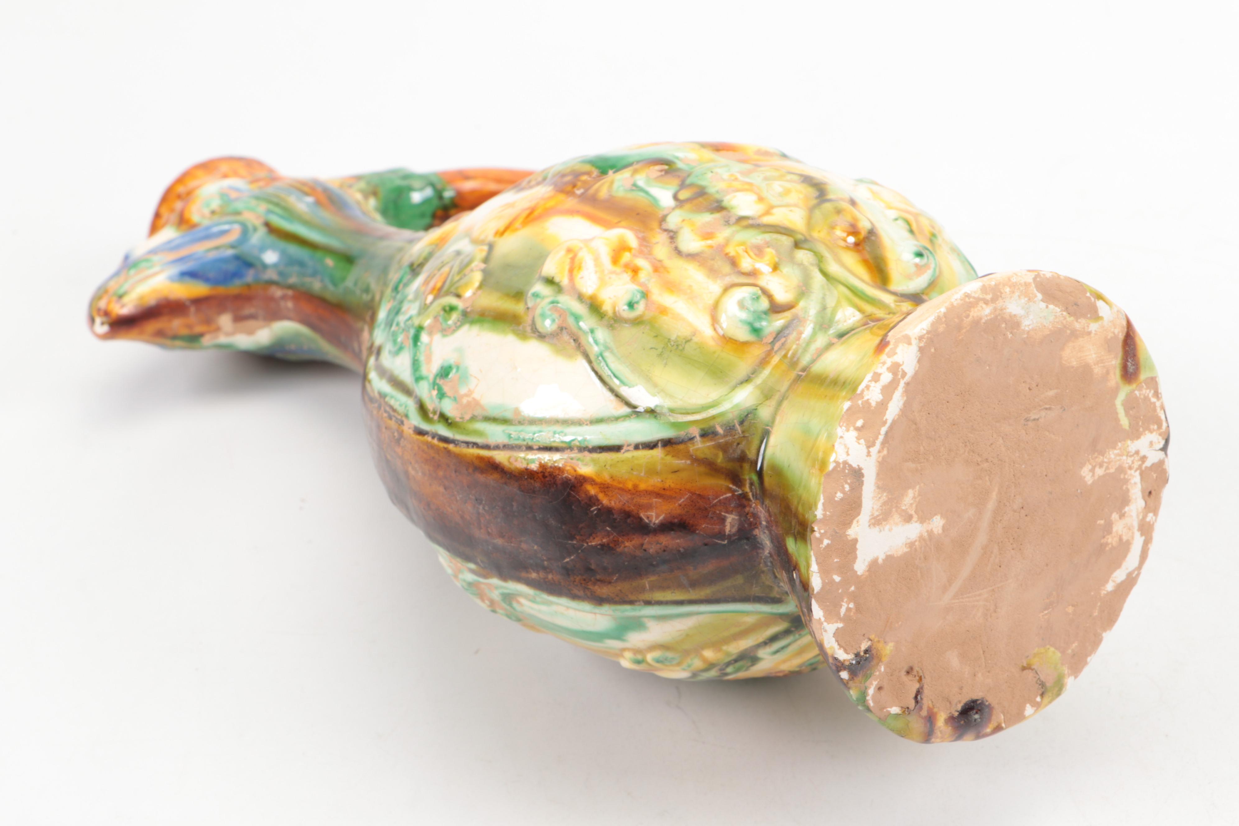 Chinese Sancai Glazed Phoenix Shaped Ewer