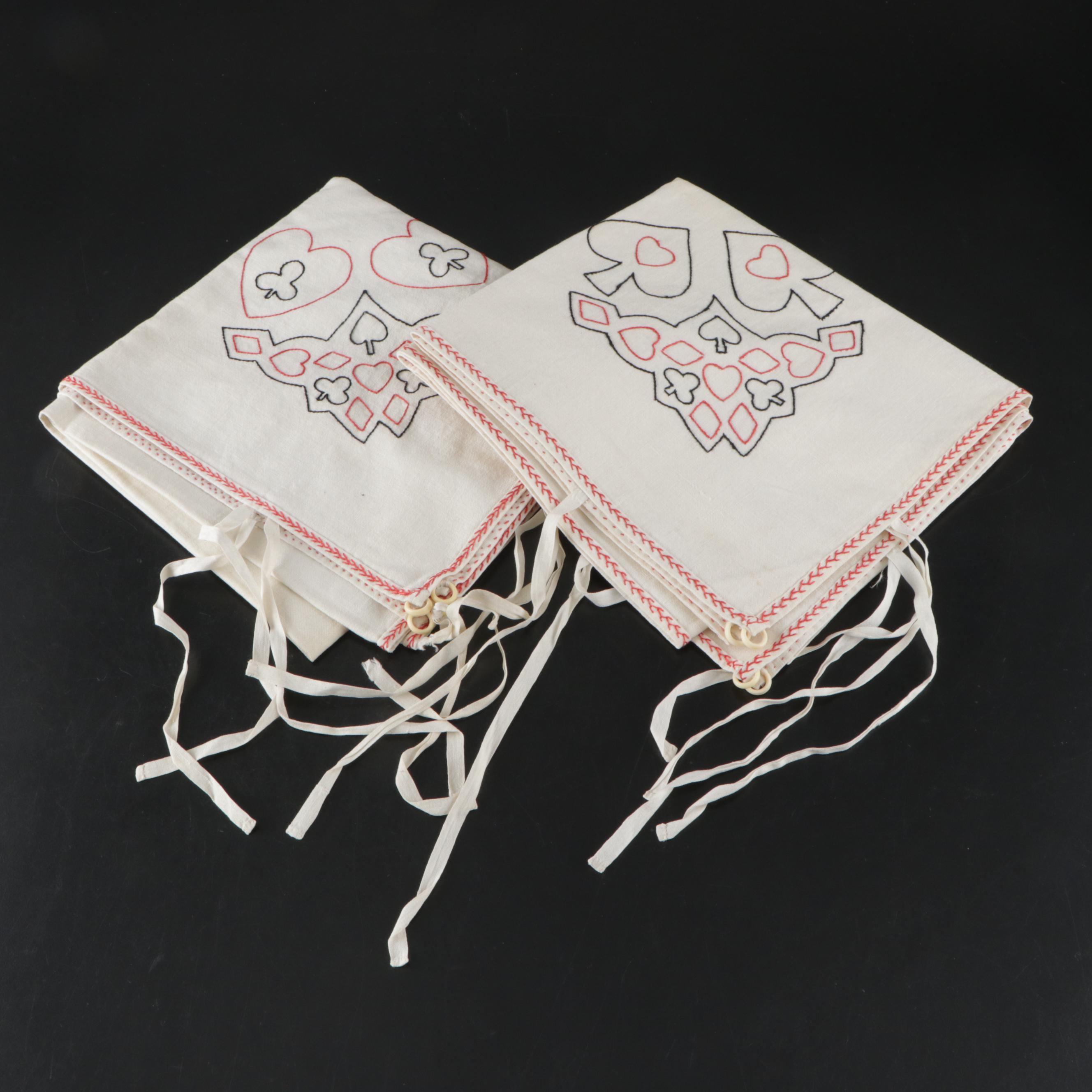 Card Table Cover with Embroidered and Other Table Linens