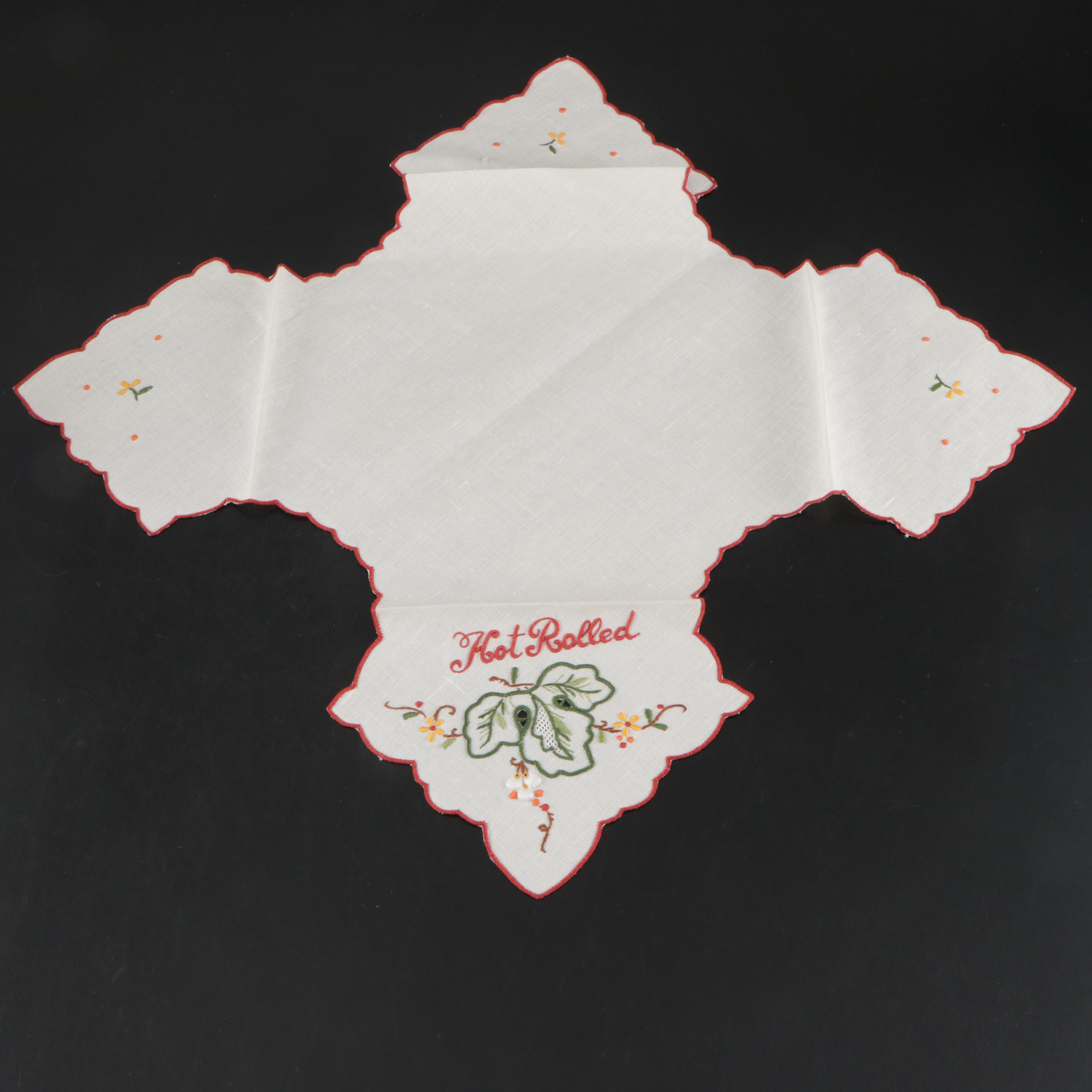 Card Table Cover with Embroidered and Other Table Linens
