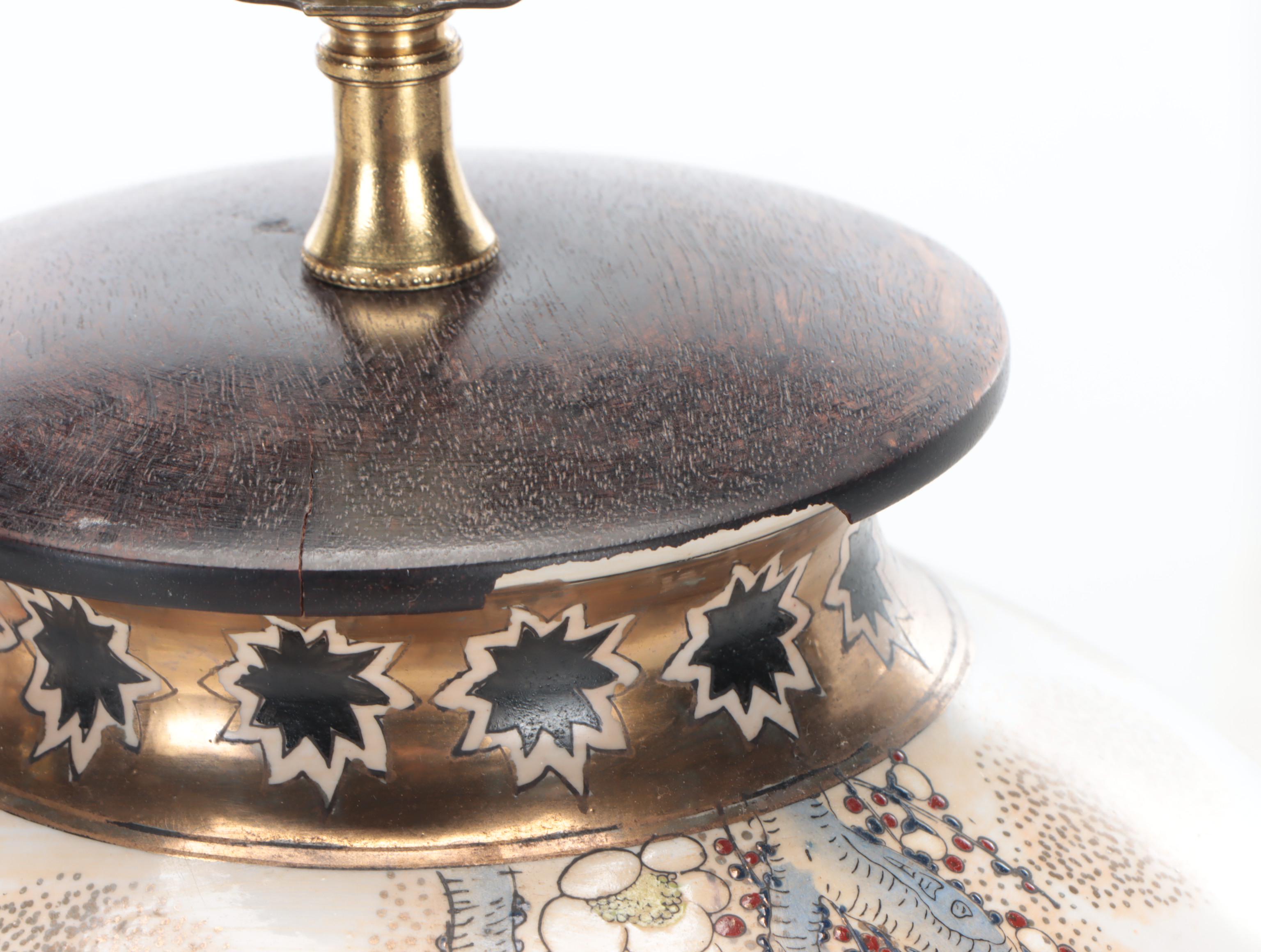 Chinese Hand-Painted Mandarin Duck and Chrysanthemums Porcelain Table Lamps