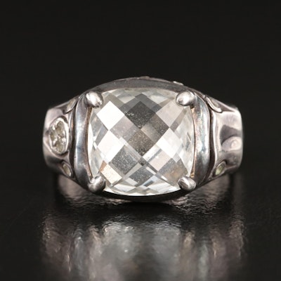 John Hardy Batu Bamboo Sterling and White Topaz Ring