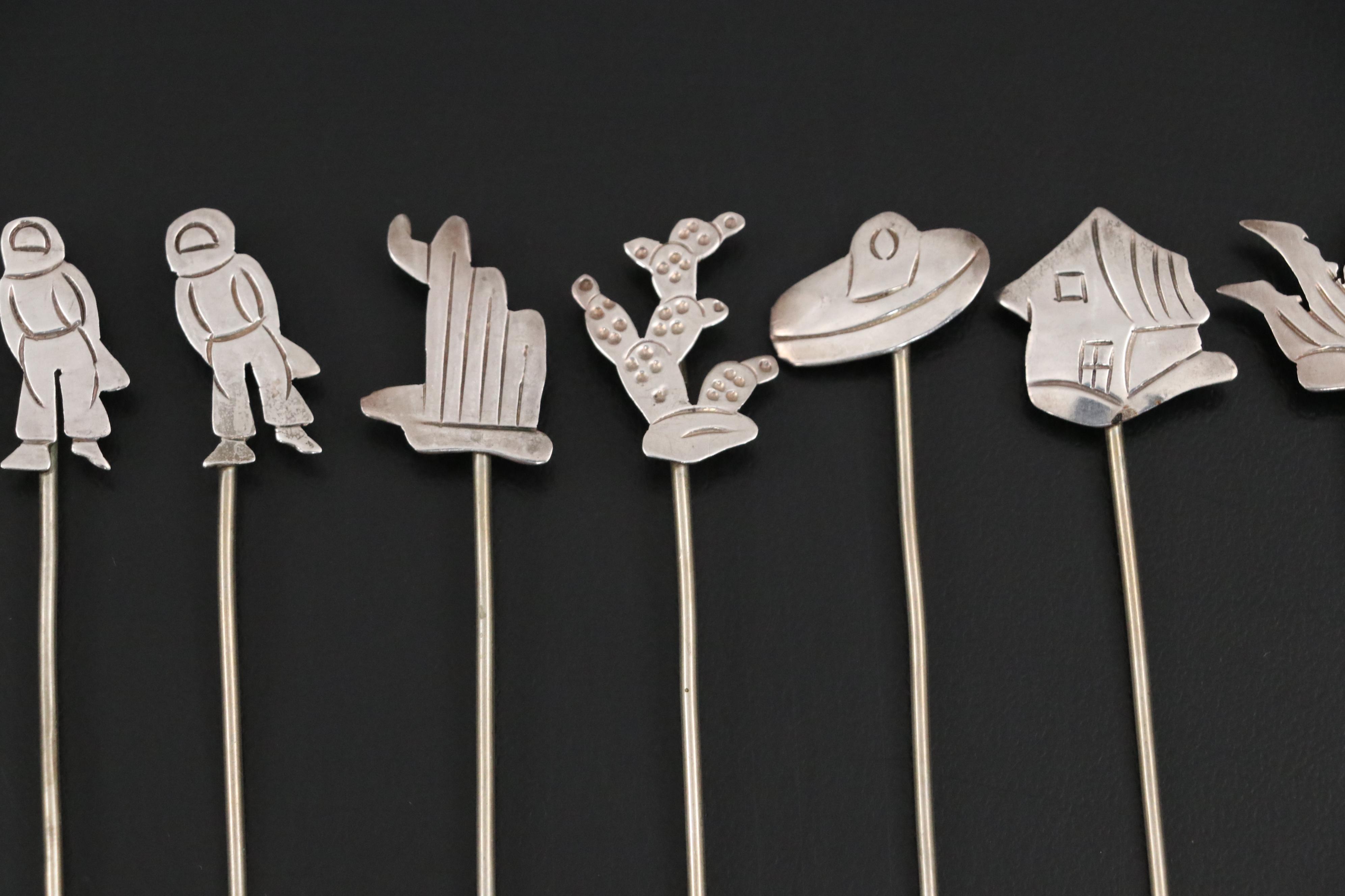 Sterling Silver Cocktail Spoon Straws with Sterling and Other Cocktail Picks