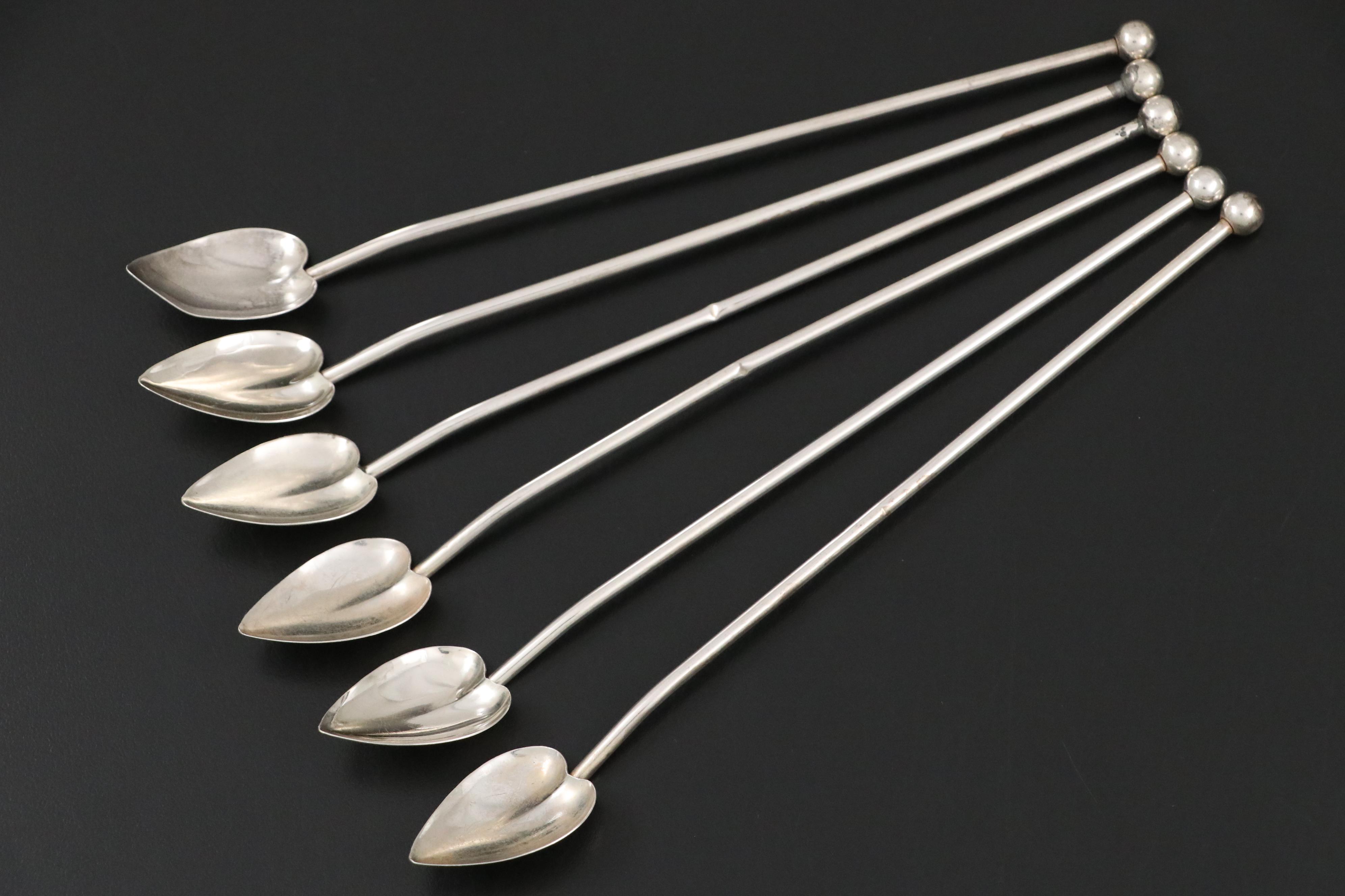 Sterling Silver Cocktail Spoon Straws with Sterling and Other Cocktail Picks