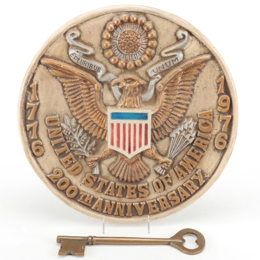 Bicentennial Great Seal Commemorative Plaque and Brass Key