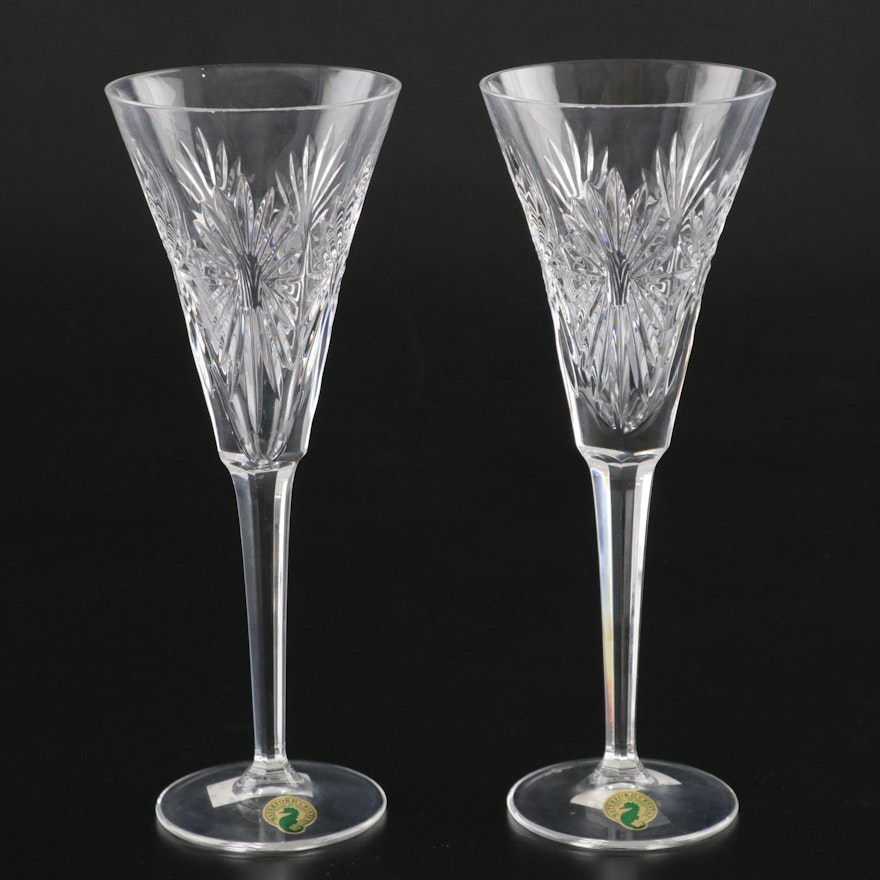 Pair of Waterford "The Millennium Collection: Health" Crystal Champagne Flutes