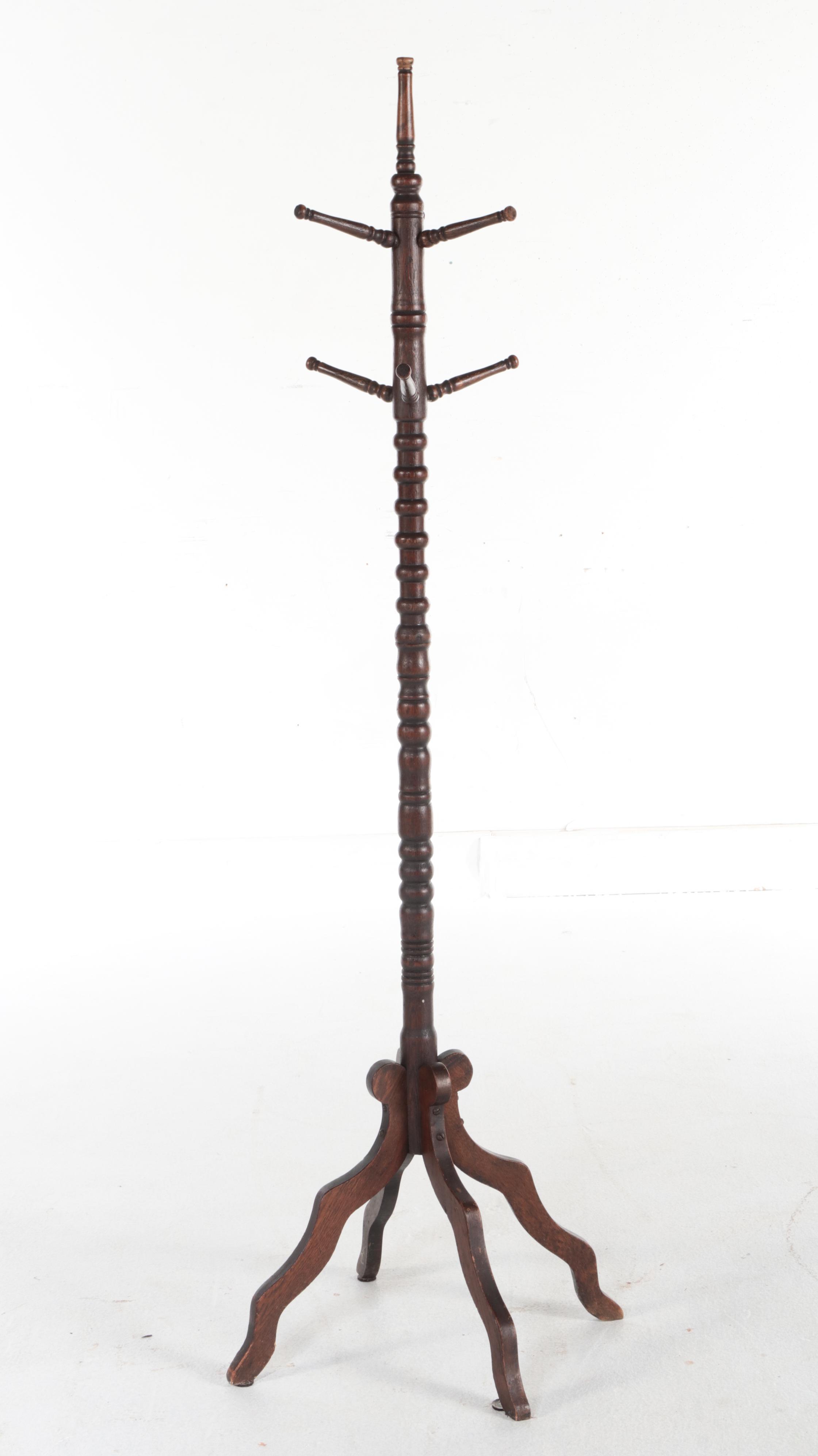 Late Victorian Oak Coat Tree, Early 20th Century