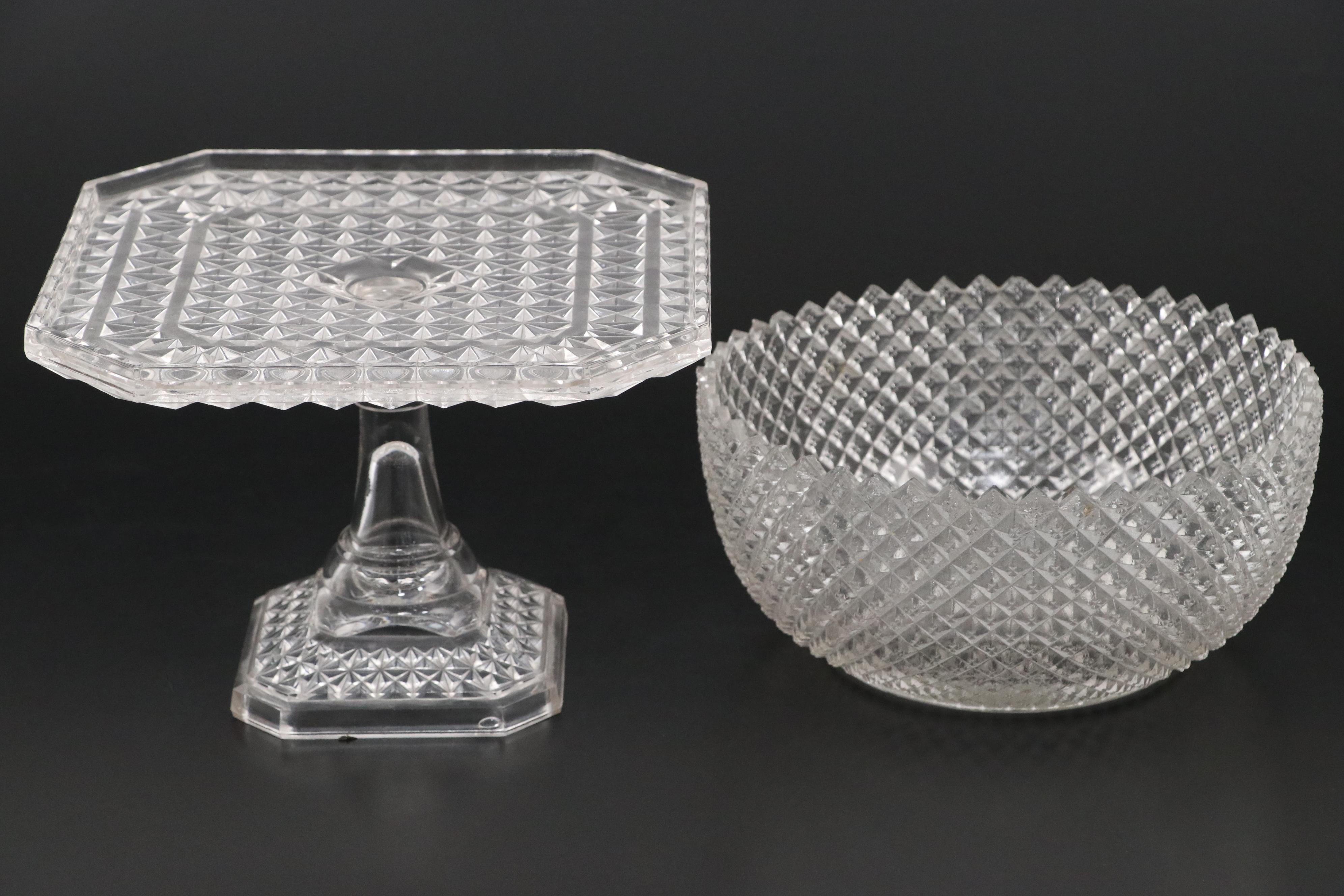 Anchor Hocking "Miss America" Clear Glass Serveware with Viking Candlestick