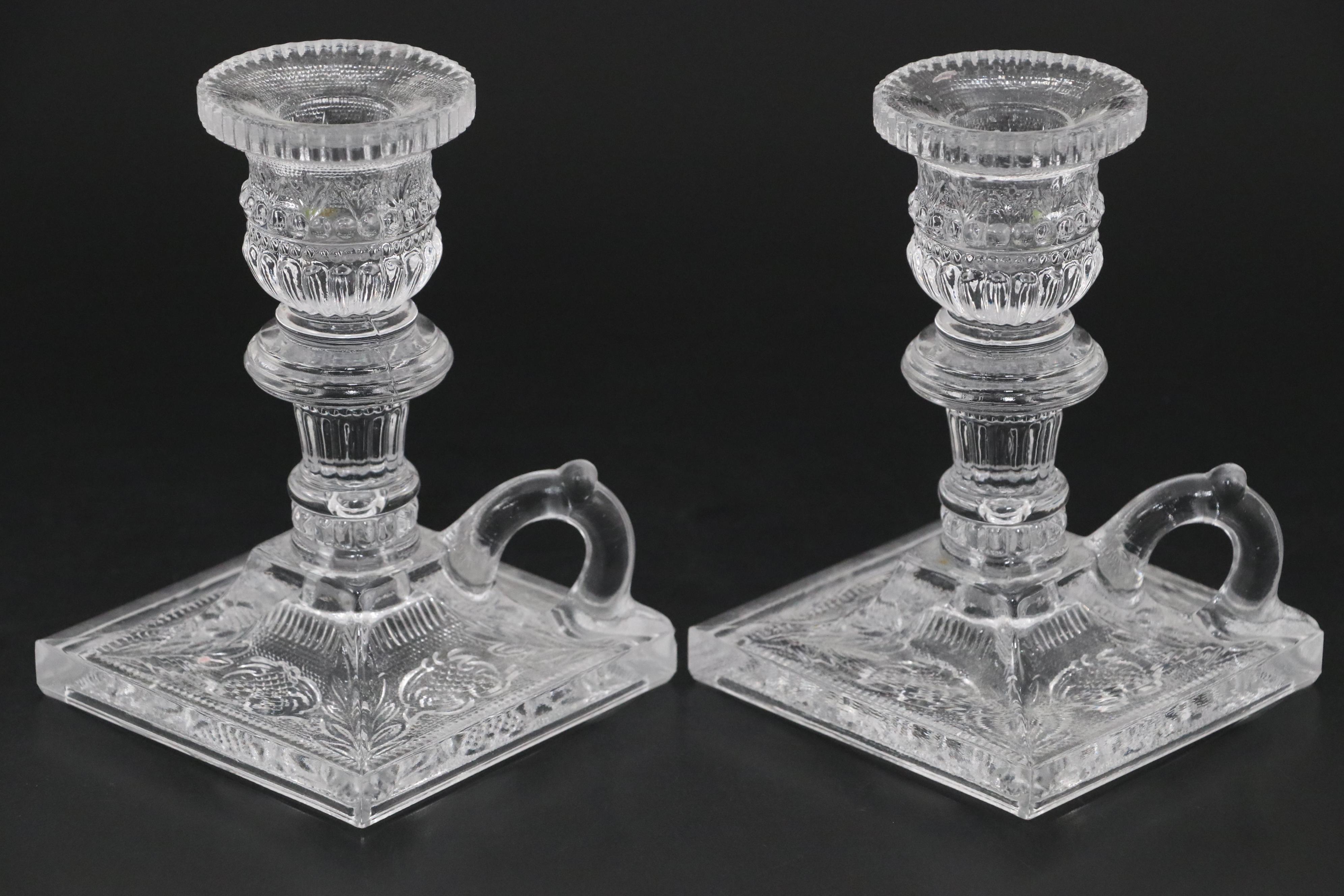Anchor Hocking "Miss America" Clear Glass Serveware with Viking Candlestick