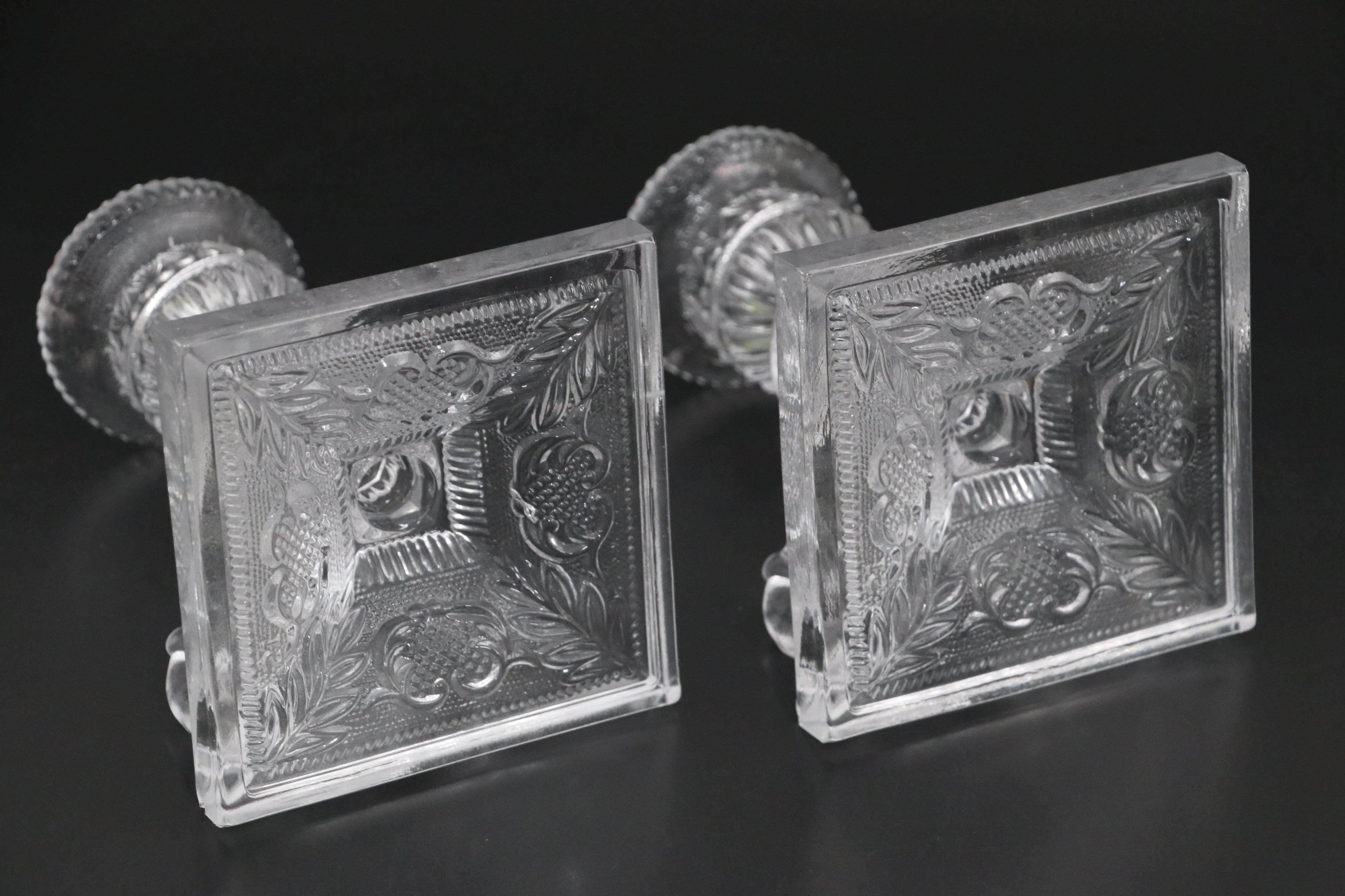 Anchor Hocking "Miss America" Clear Glass Serveware with Viking Candlestick