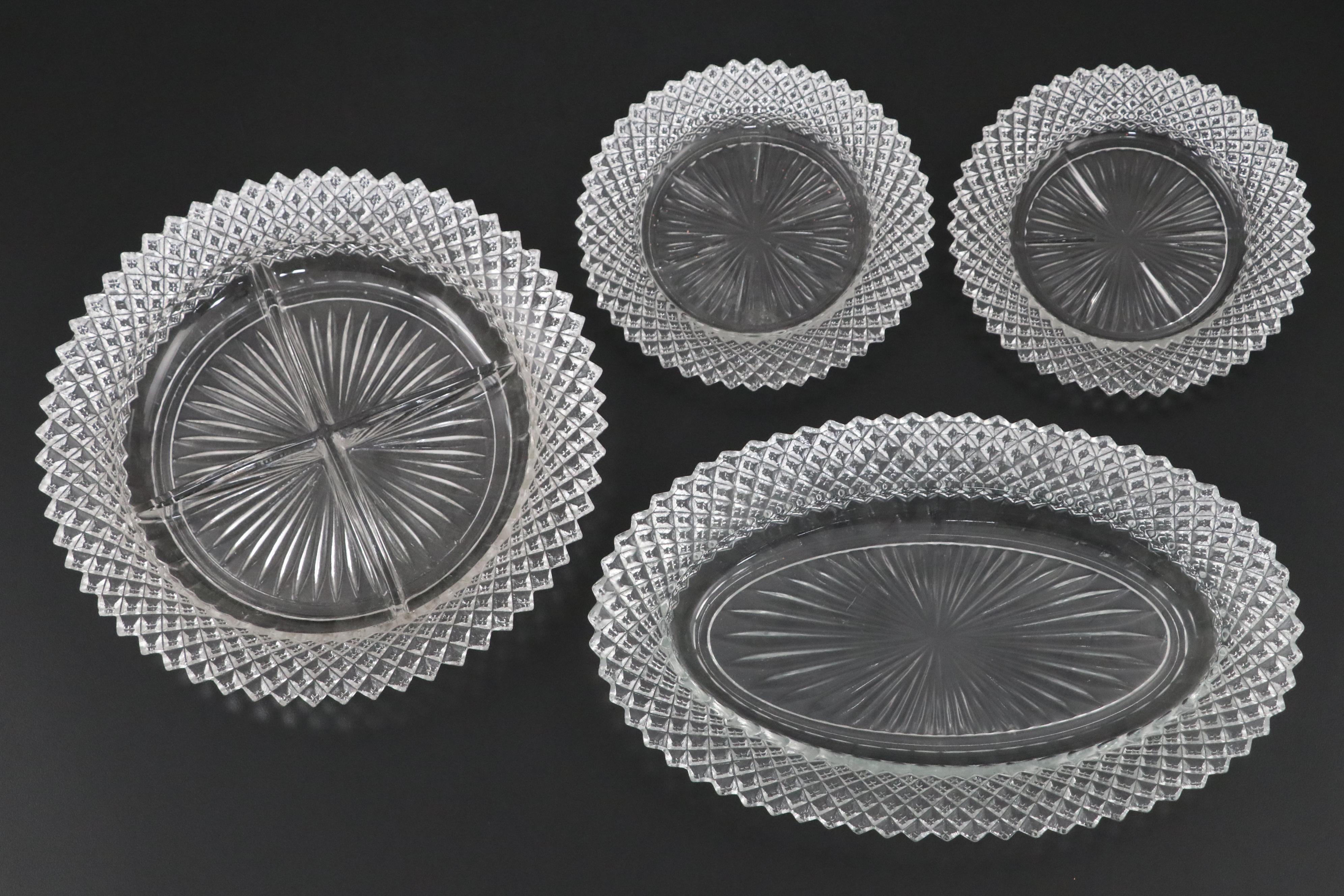 Anchor Hocking "Miss America" Clear Glass Serveware with Viking Candlestick