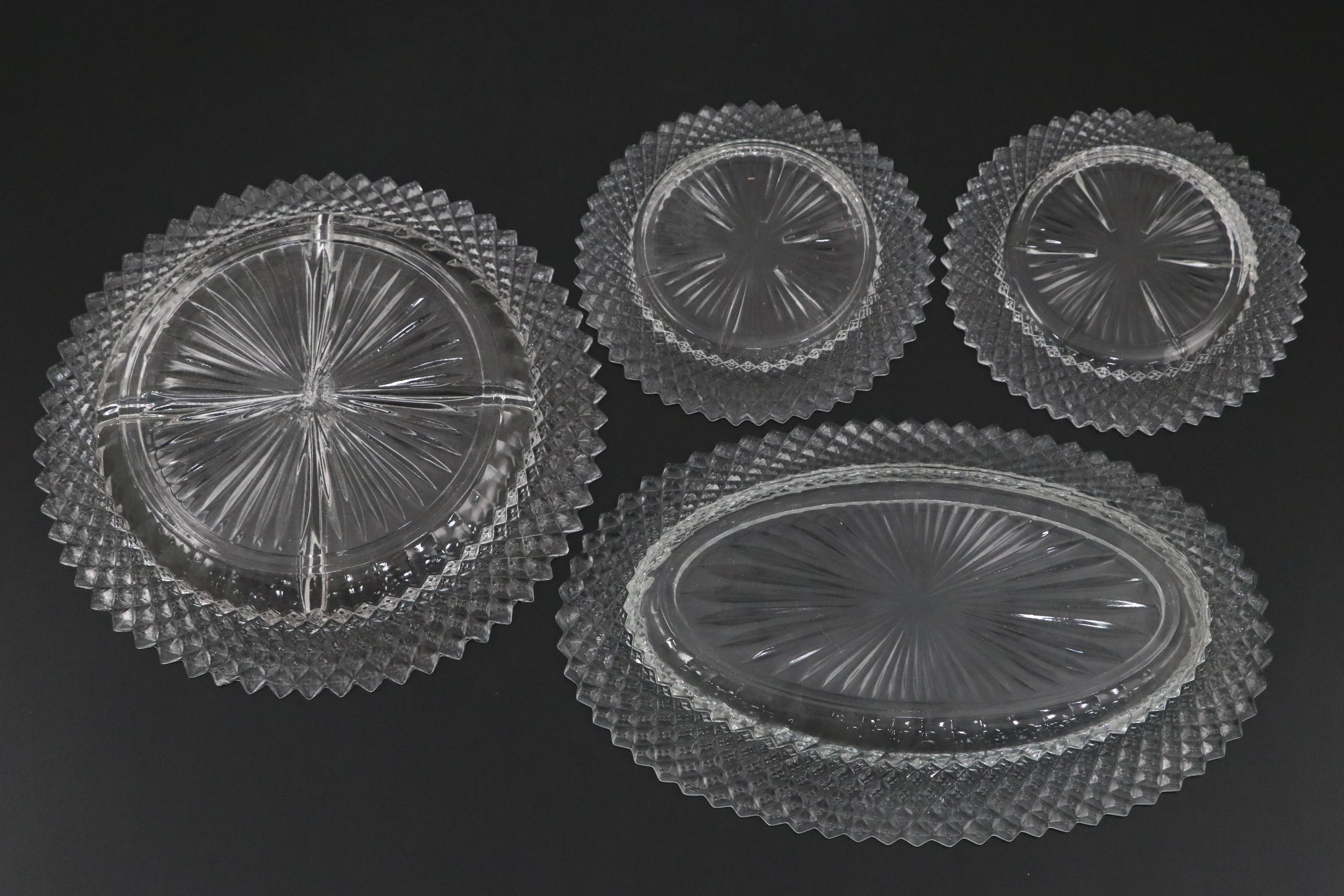 Anchor Hocking "Miss America" Clear Glass Serveware with Viking Candlestick