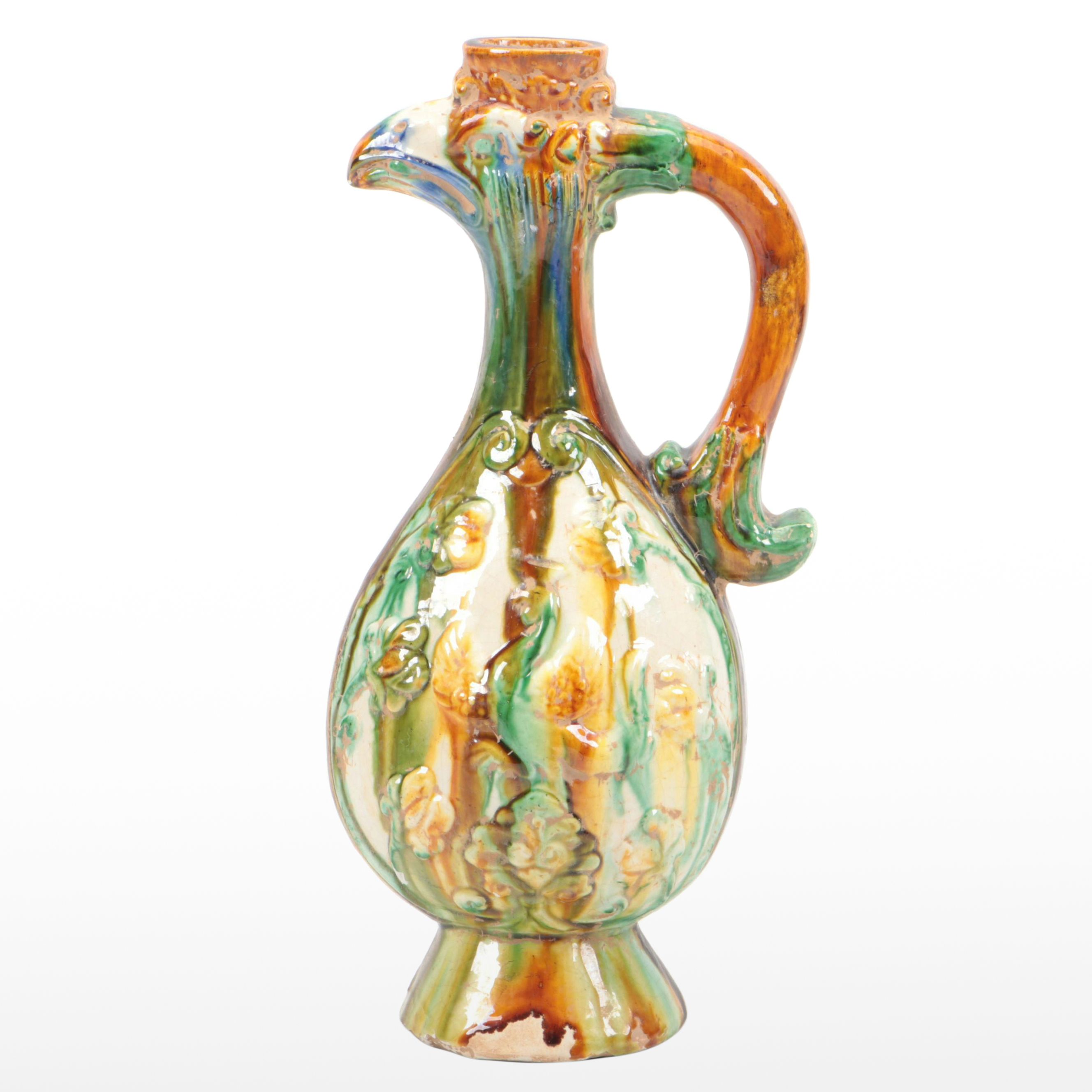 Chinese Sancai Glazed Phoenix Shaped Ewer