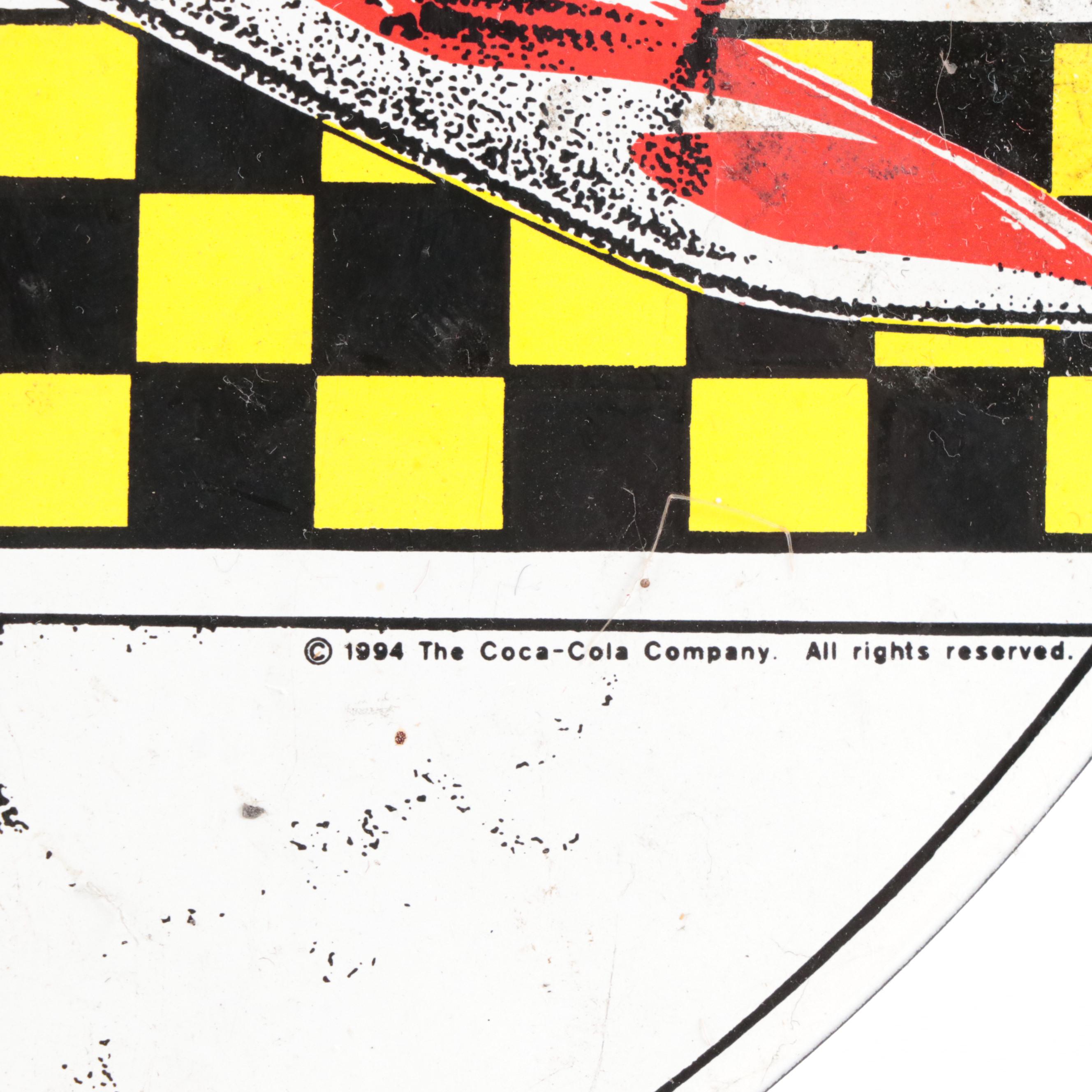 Hand-Carved Wooden Pine Box Derby Cars with Toy Biplane, Coca-Cola Plaque