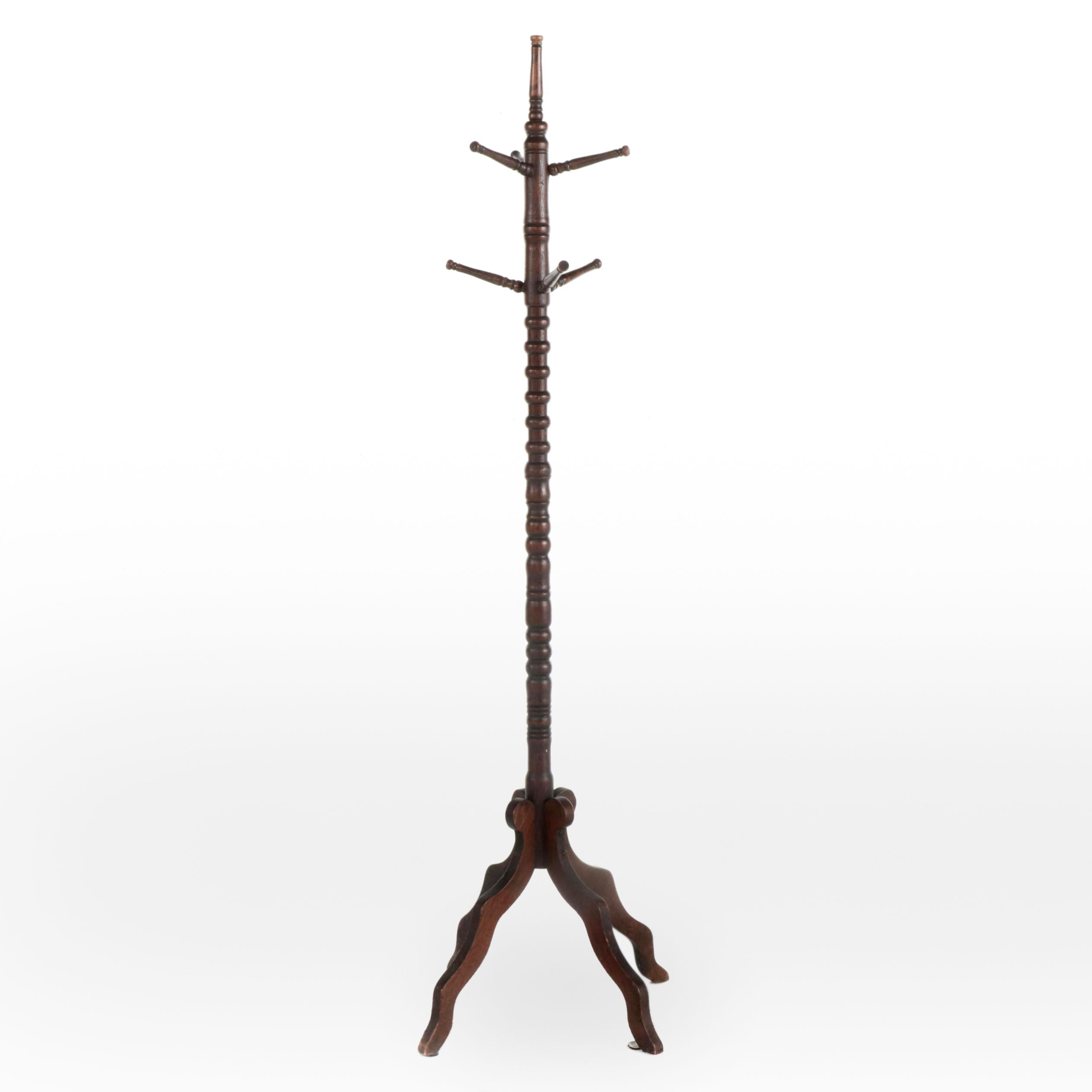 Late Victorian Oak Coat Tree, Early 20th Century