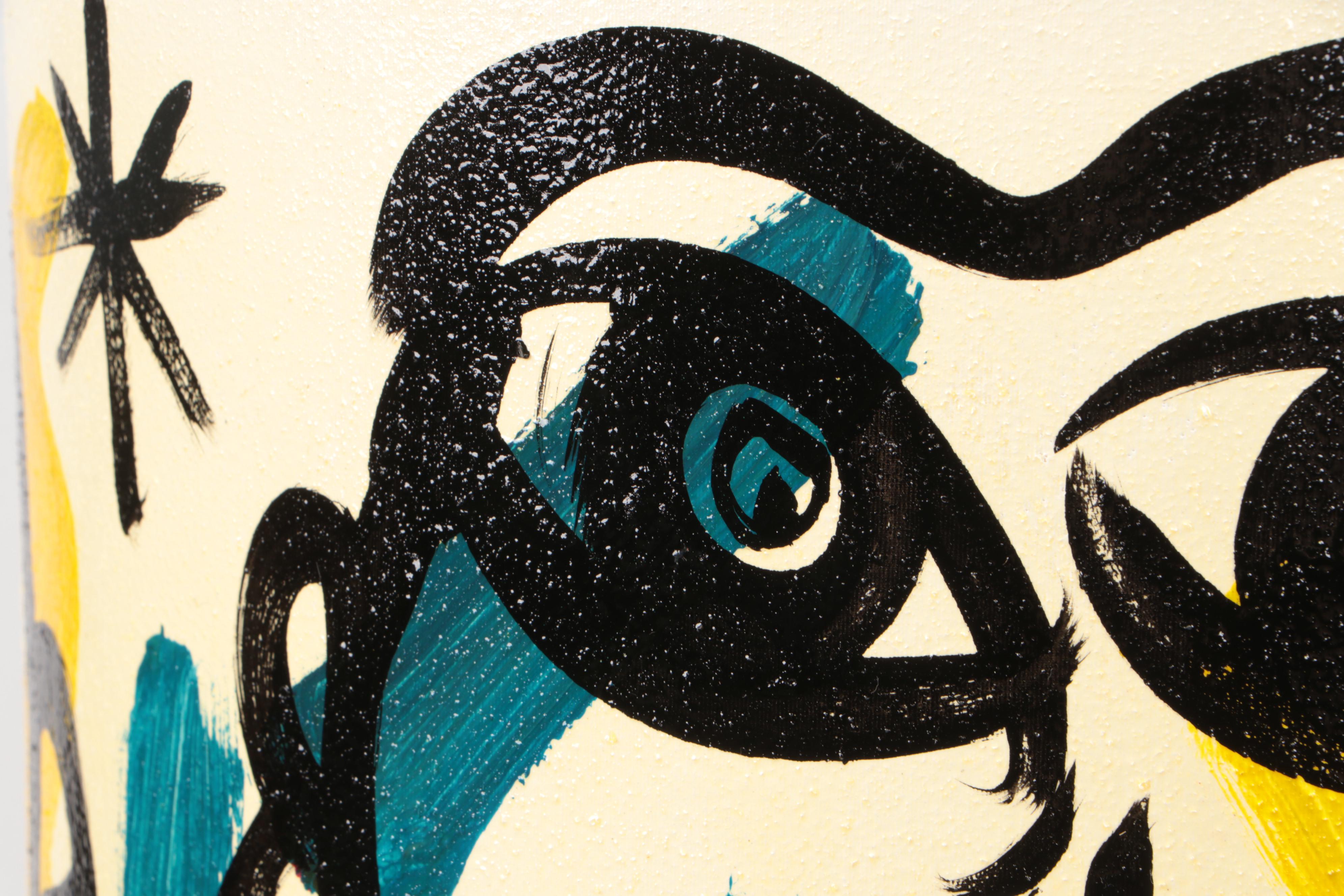 Peter Keil Painted Shade with Mercury Glass Column Table Lamp, 21st Century