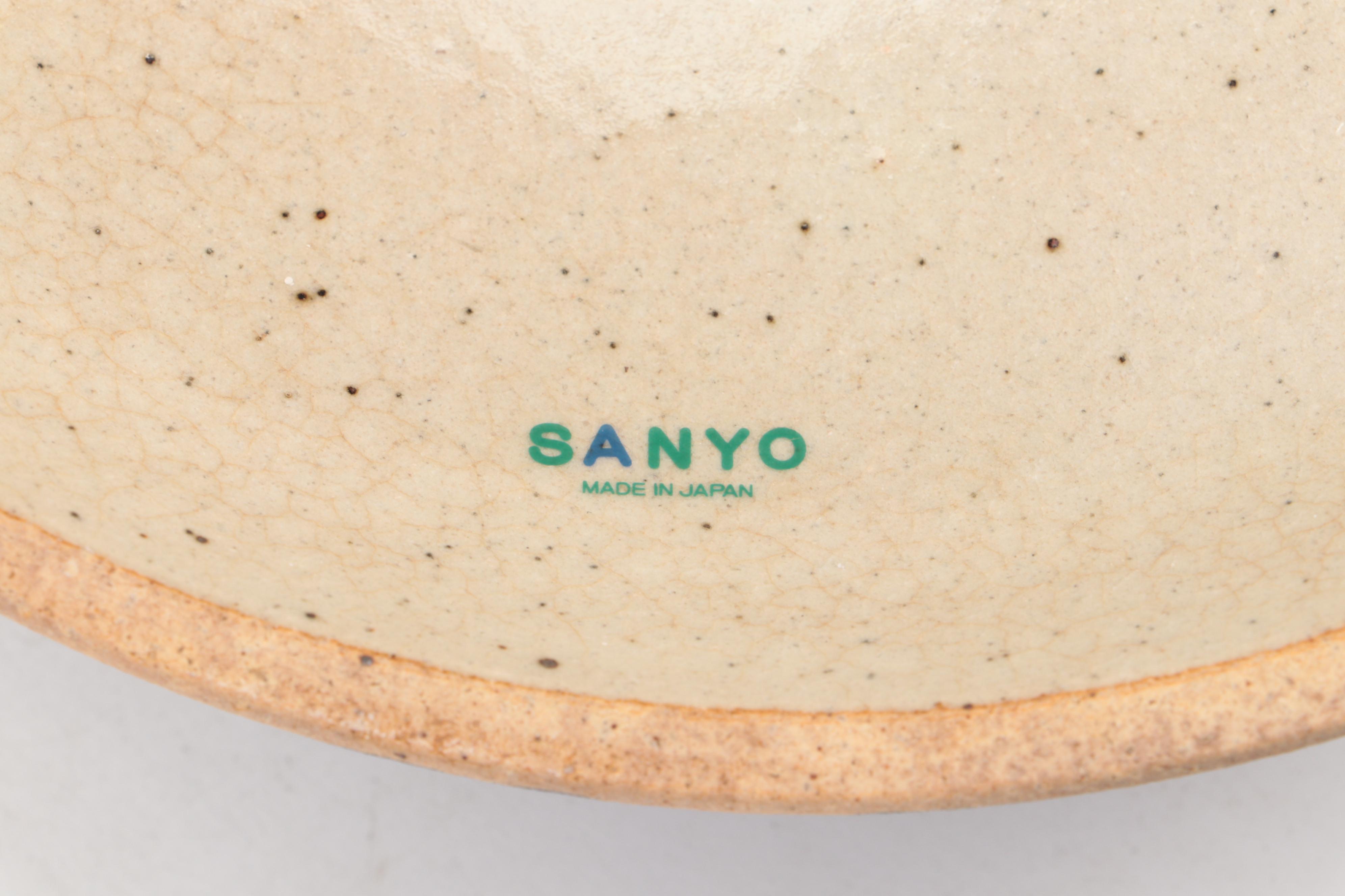 Japanese Sanyo Hand-Painted Stoneware Lidded Dish