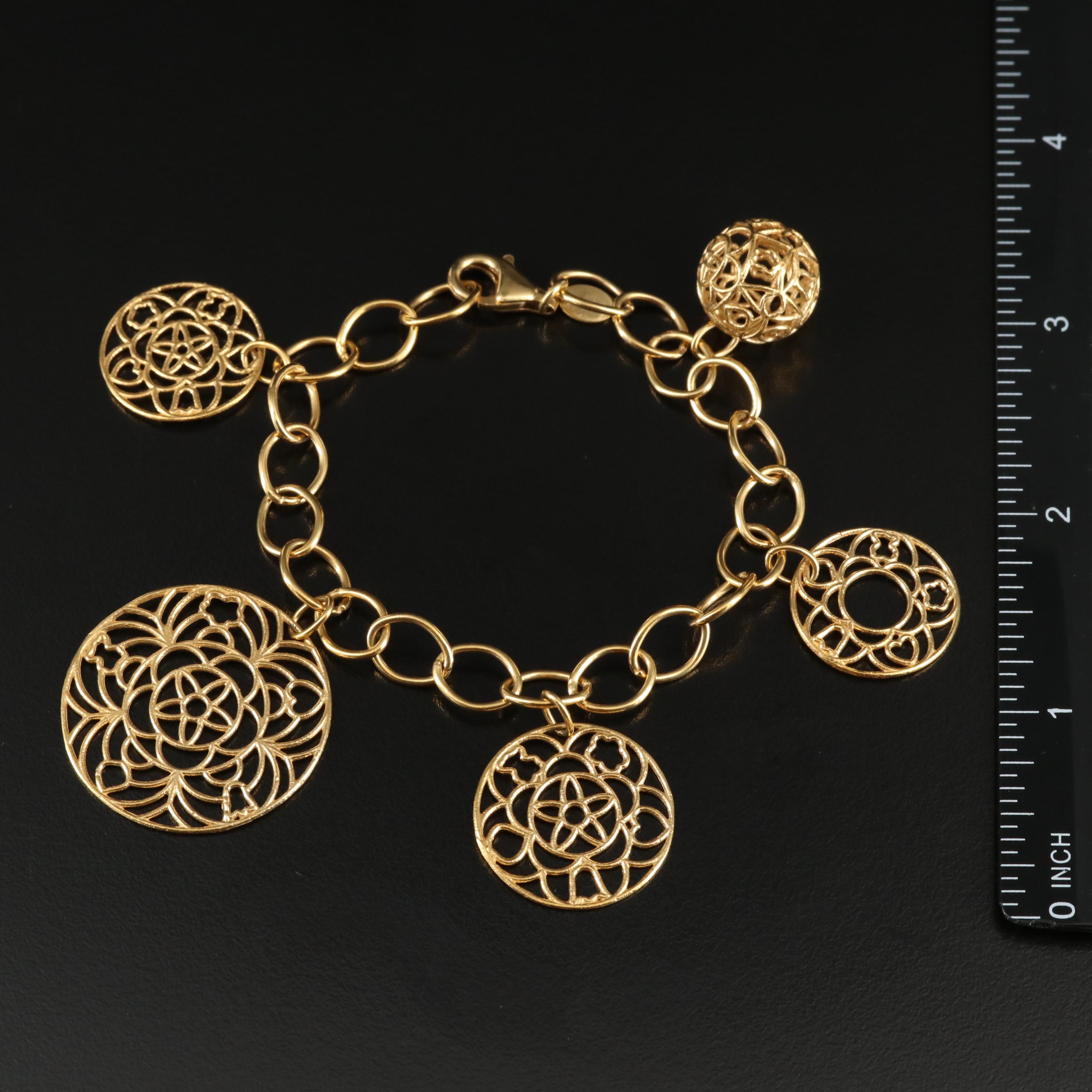 Tous 18K Bracelet with Filigree Charms