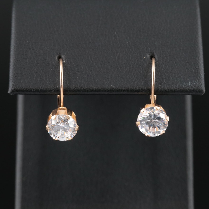 10K CZ Drop Earrings