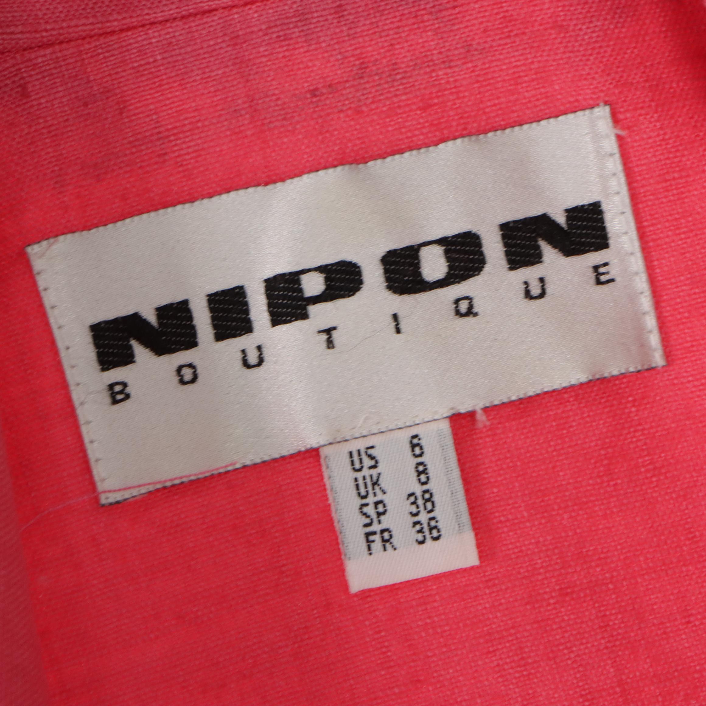 Nipon Boutique Button Front Midi Pencil Dresses in Pink Linen and White Cotton