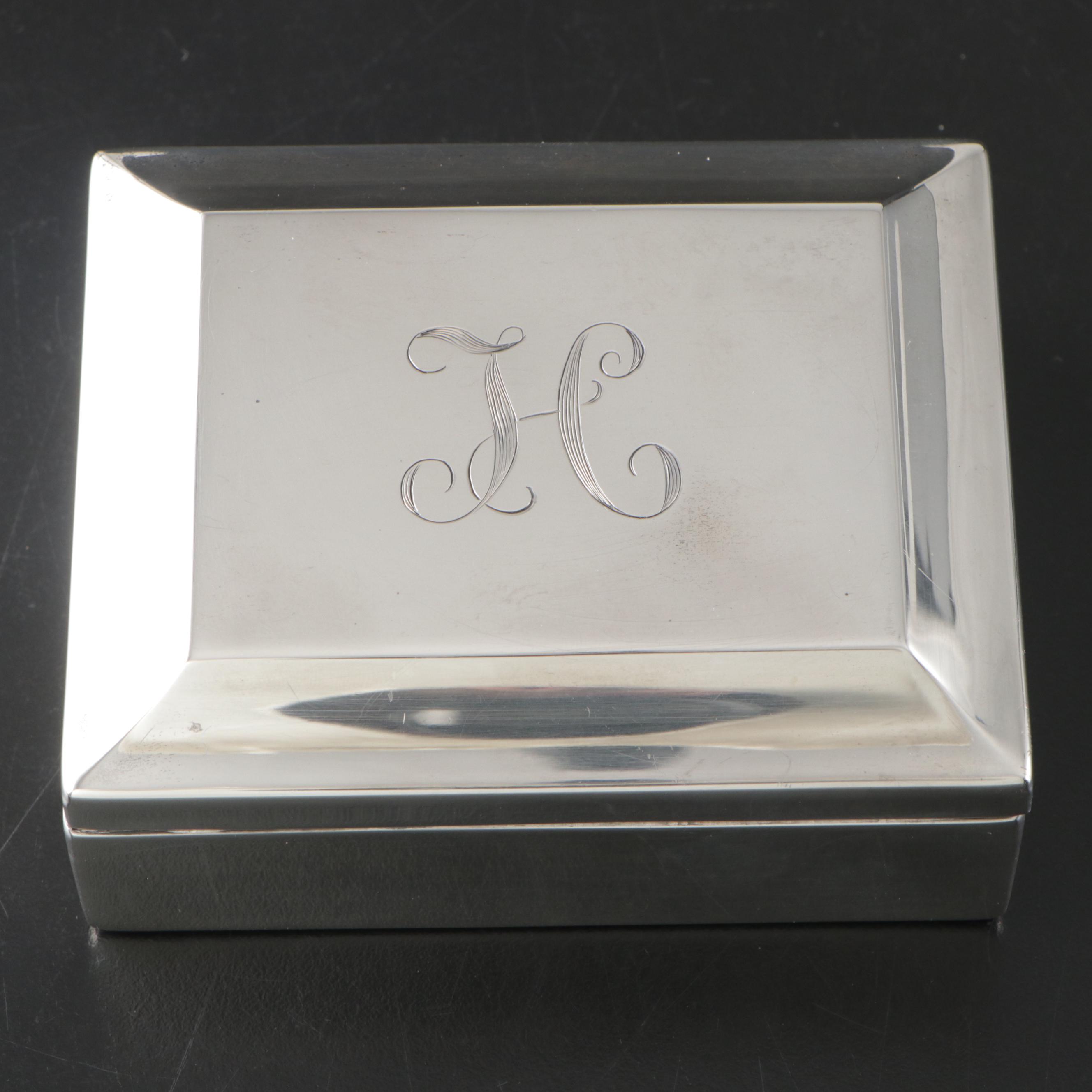 Gorham Sterling Silver Wood-Lined Cigarette Box, 1962