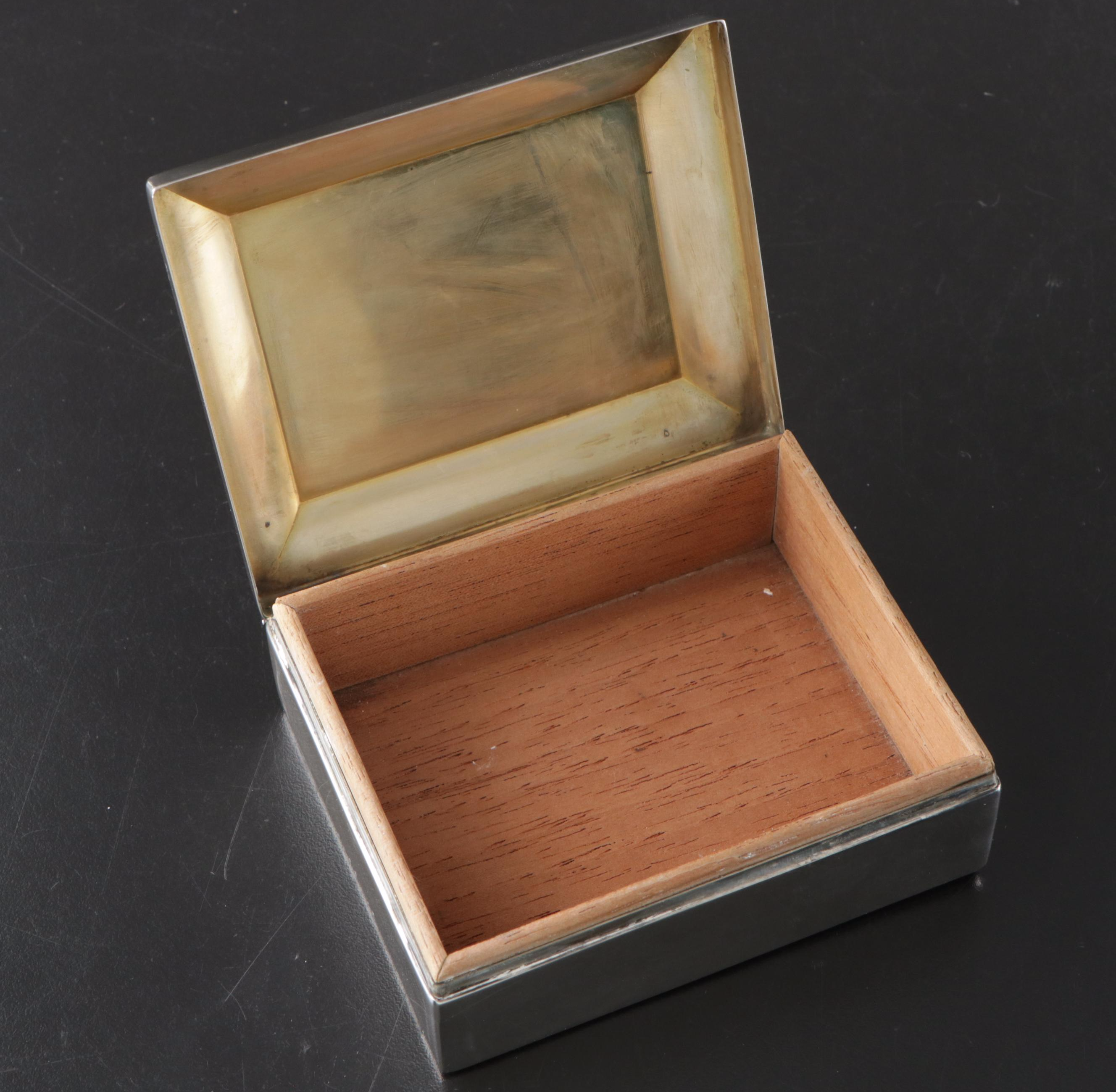 Gorham Sterling Silver Wood-Lined Cigarette Box, 1962