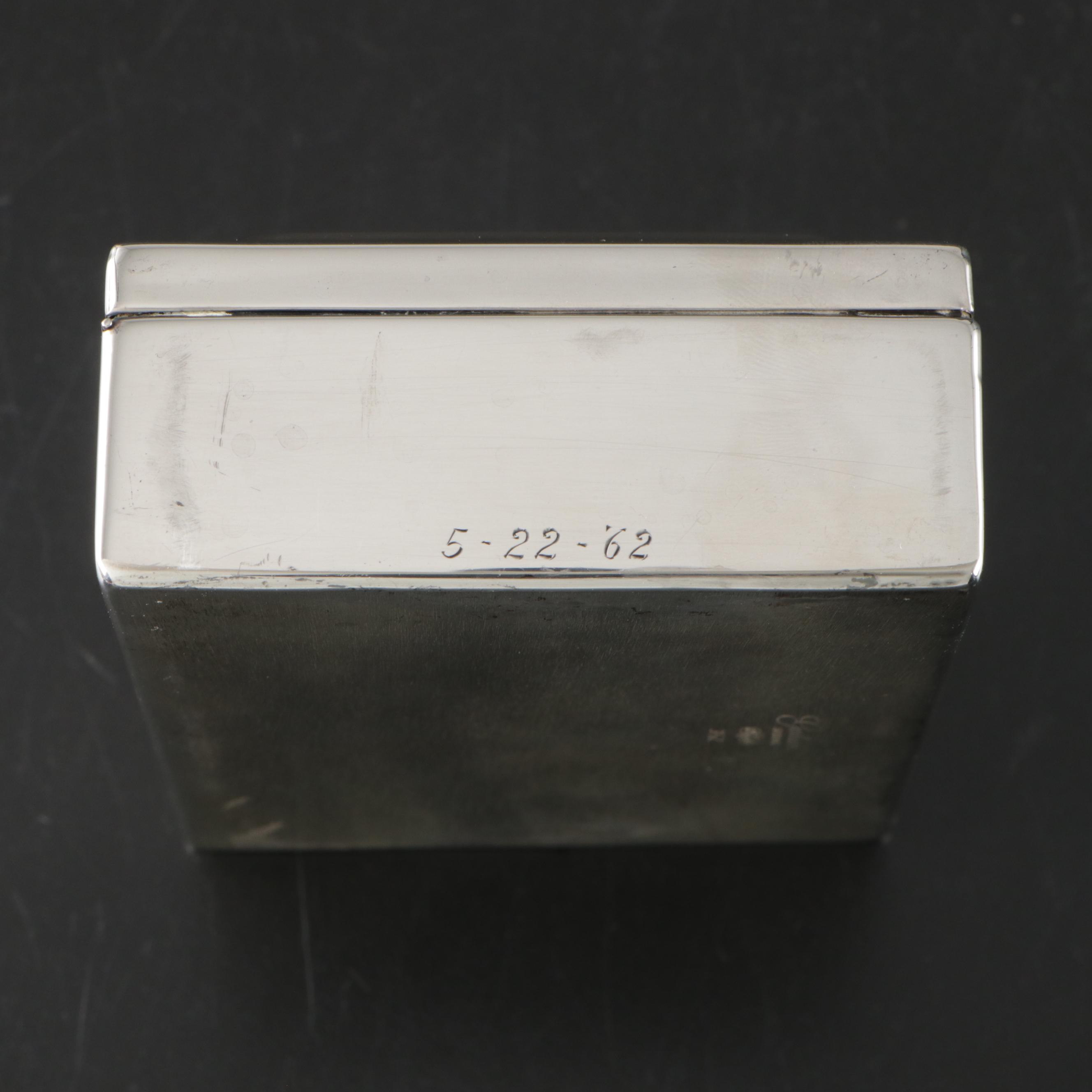 Gorham Sterling Silver Wood-Lined Cigarette Box, 1962