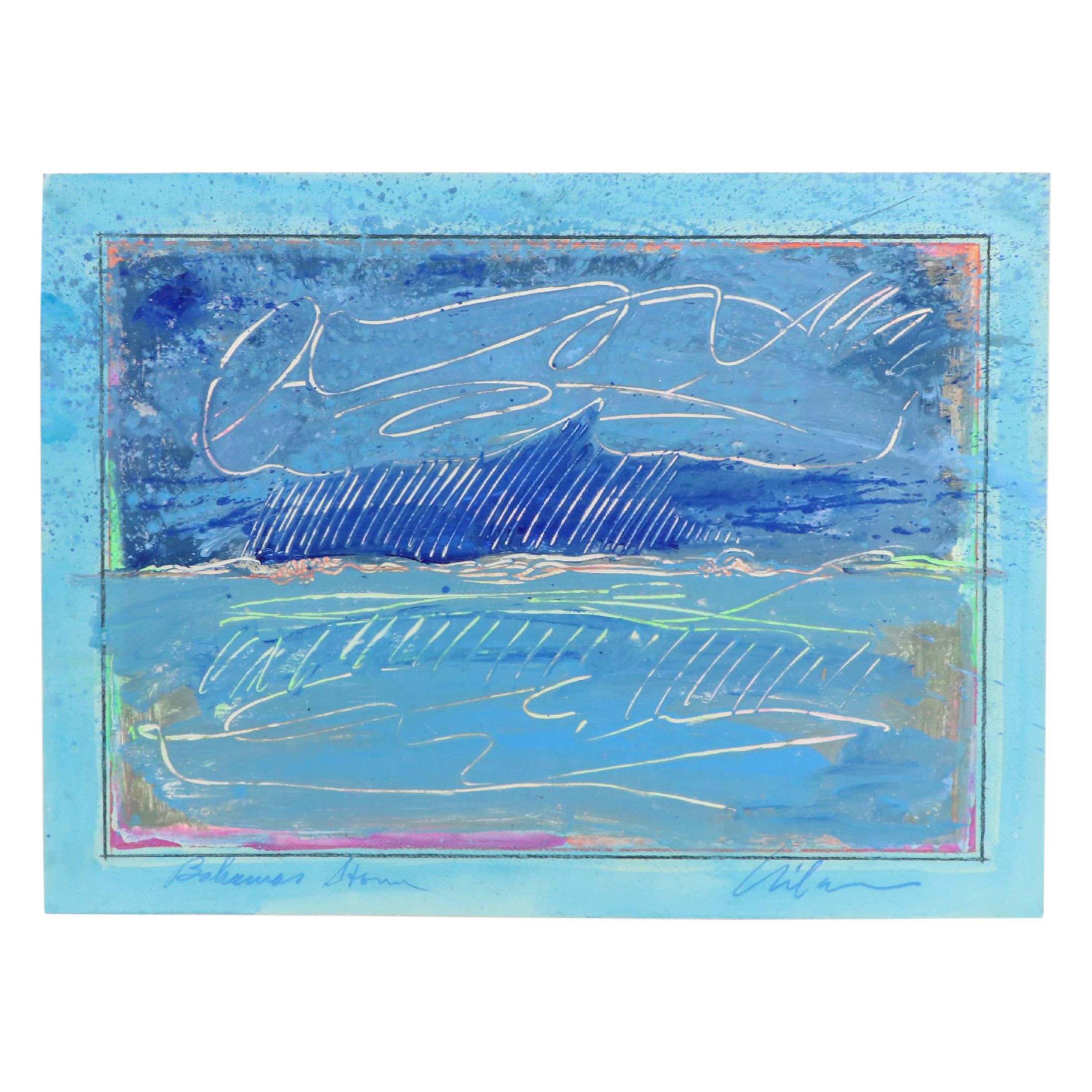 Harry Hilson Modern Abstract Acrylic Painting "Bahamas Storm," Late 20th Century