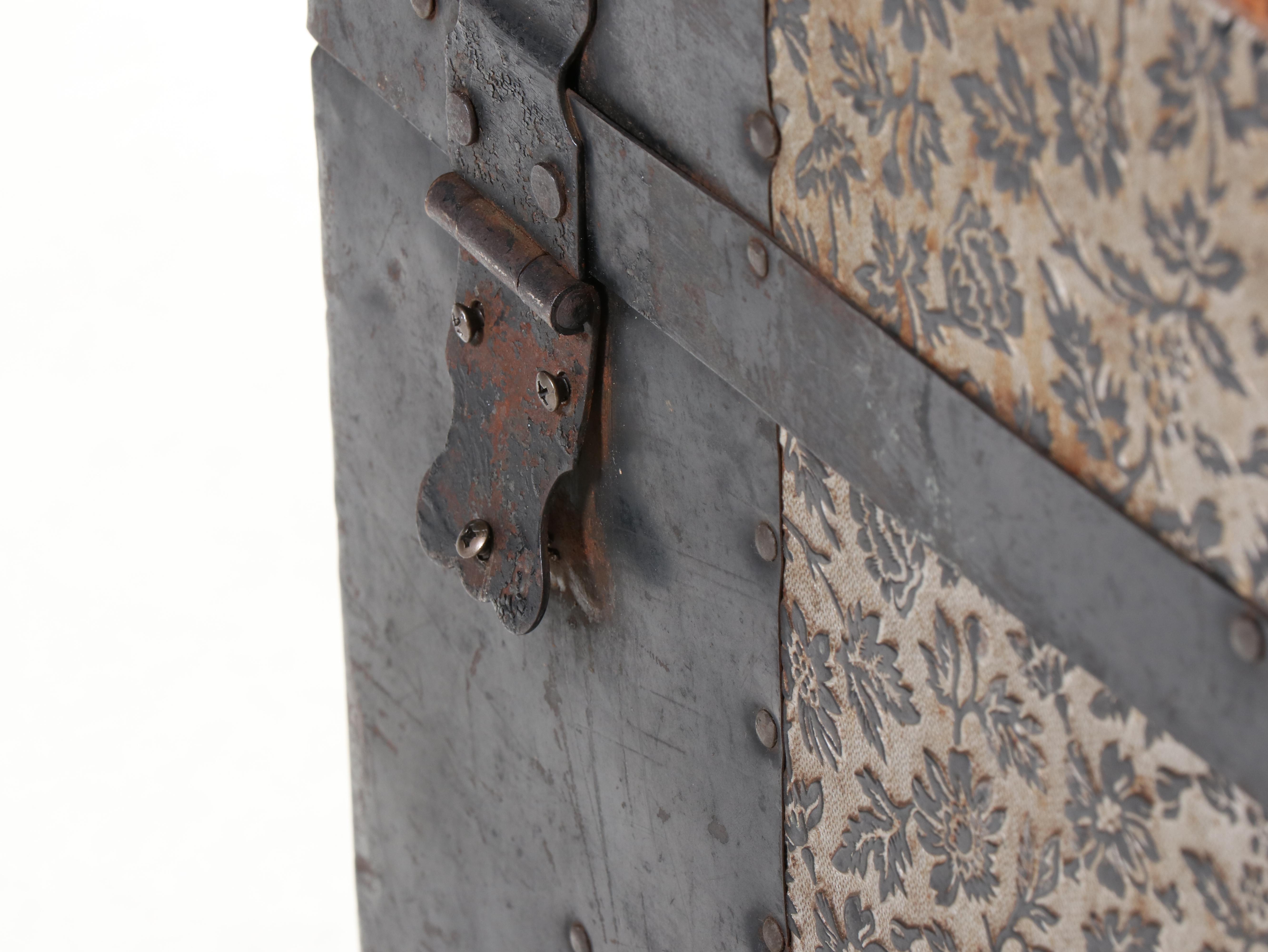 Late Victorian Metal-Clad and Slatted Wood Dome-Top Steamer Trunk