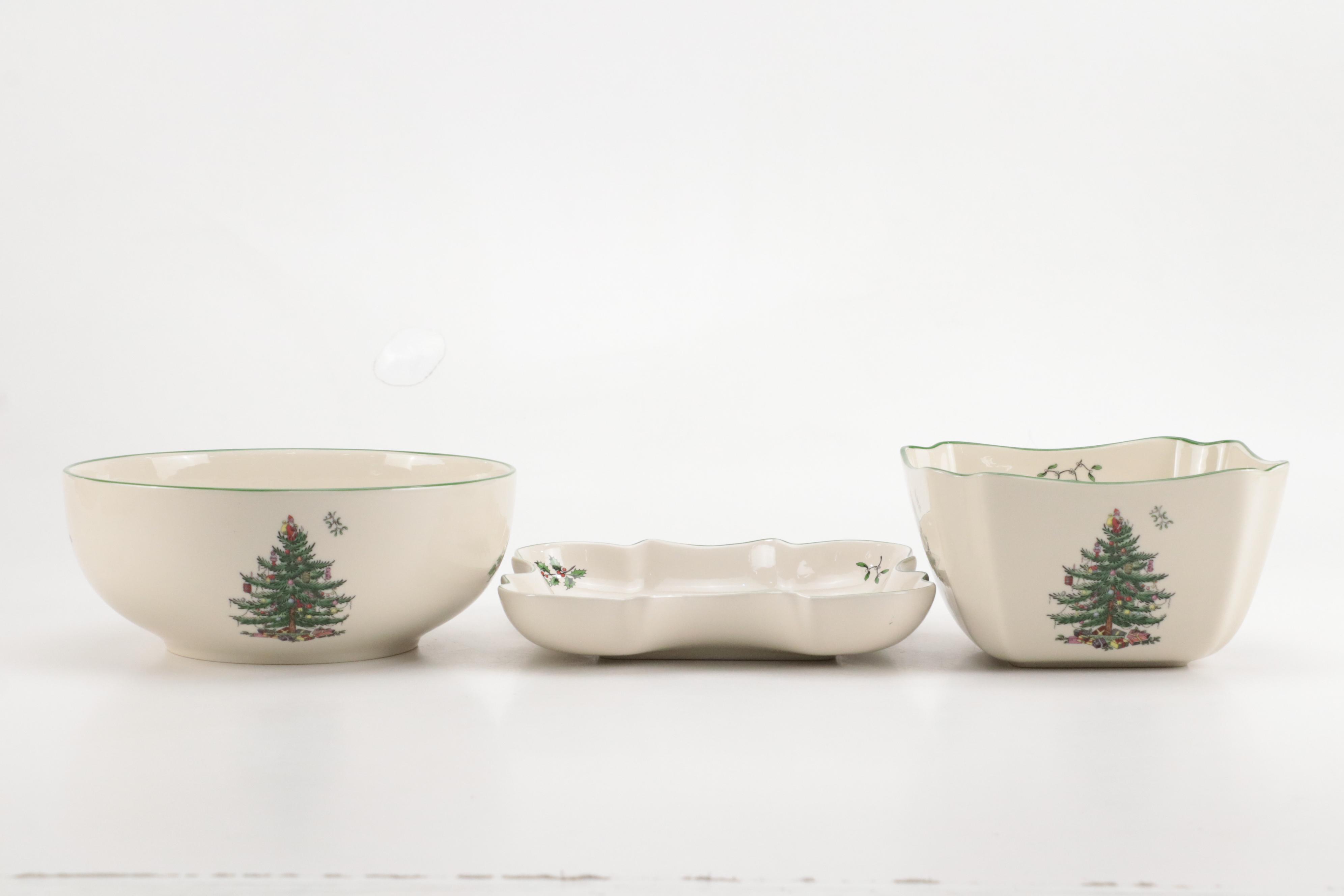 Spode "Christmas Tree" Ceramic Teapot and Cup Set with More