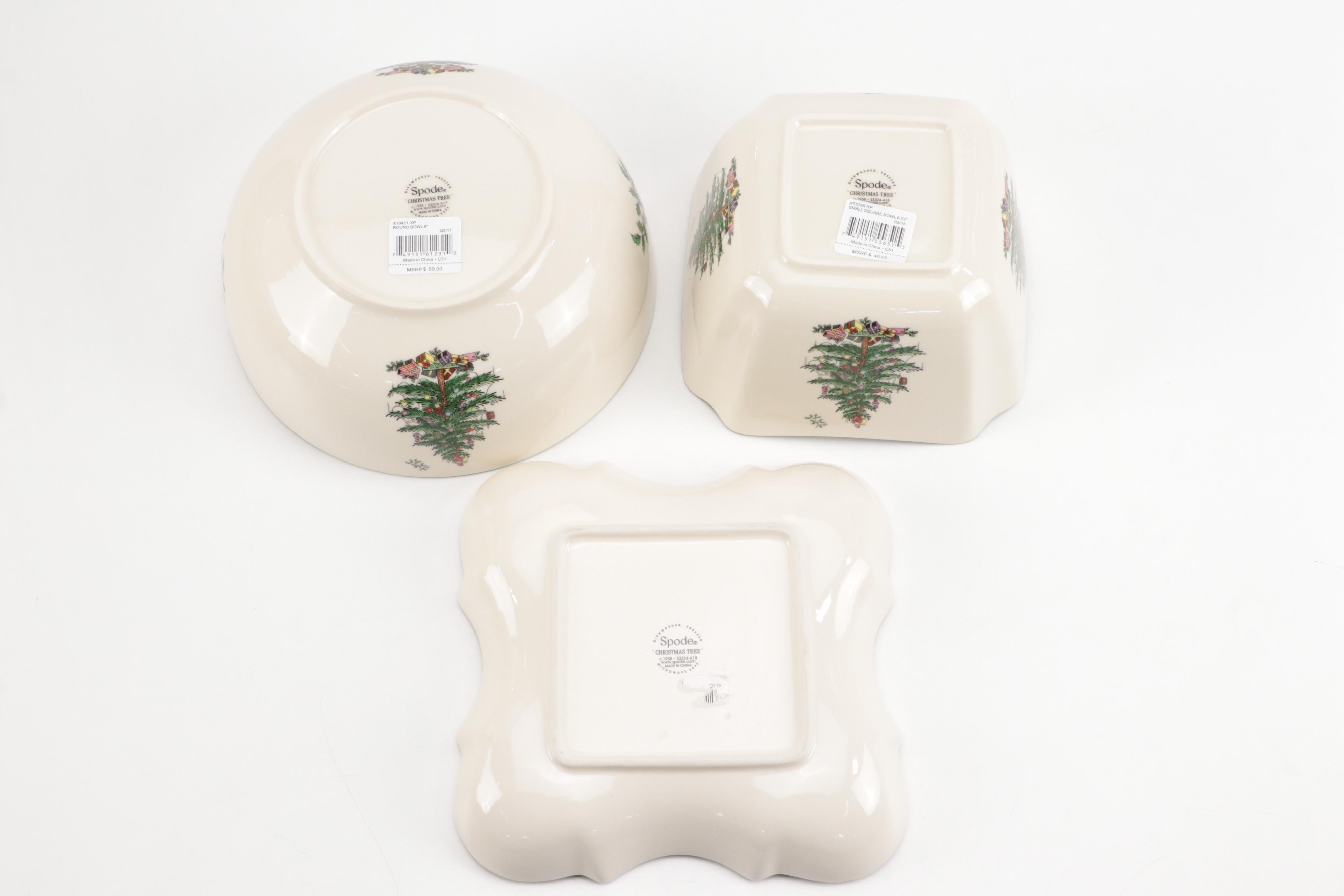 Spode "Christmas Tree" Ceramic Teapot and Cup Set with More