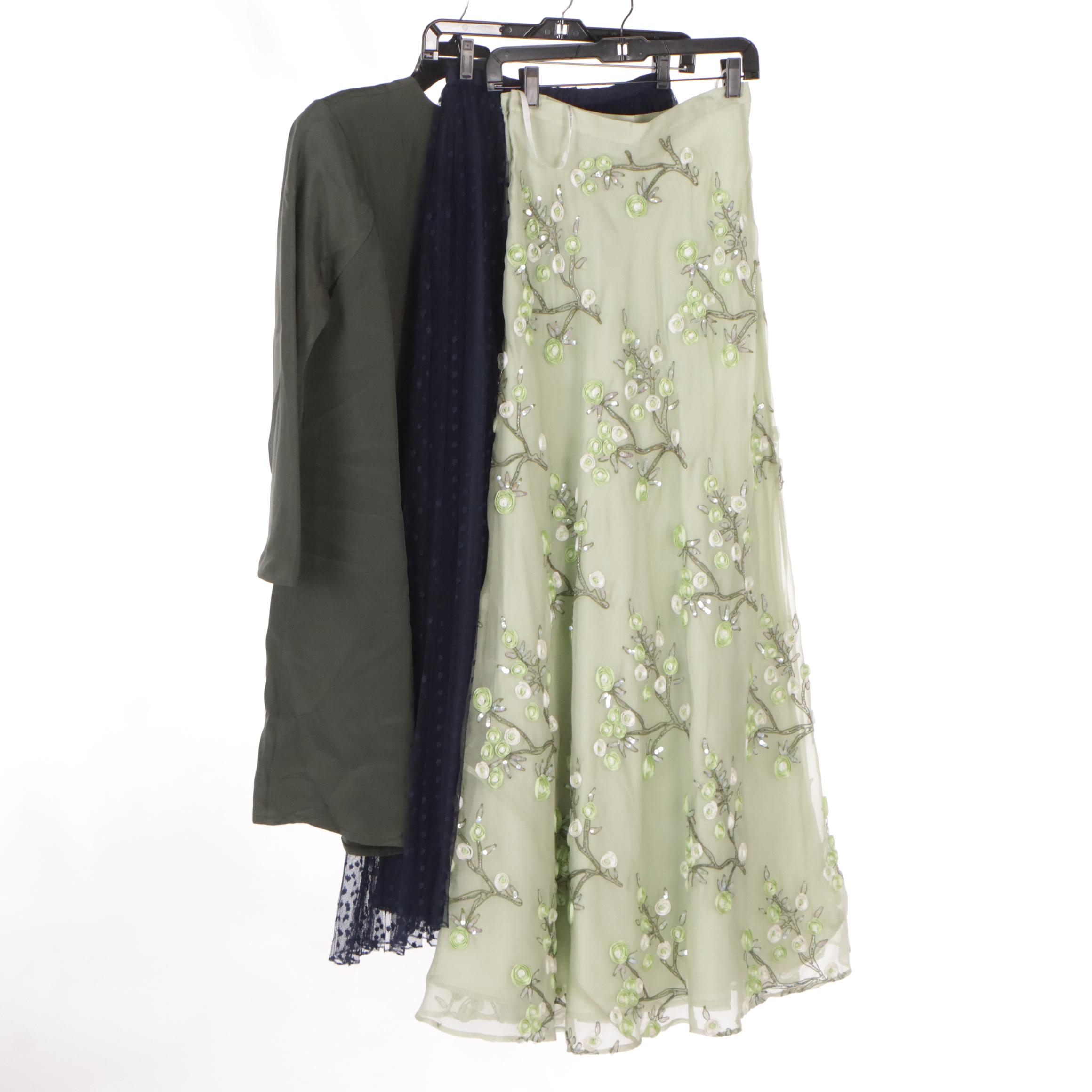 Mark Heister Shift Dress, Chetta B. Silk Maxi Dress & Jeri Pleated Twill Skirt