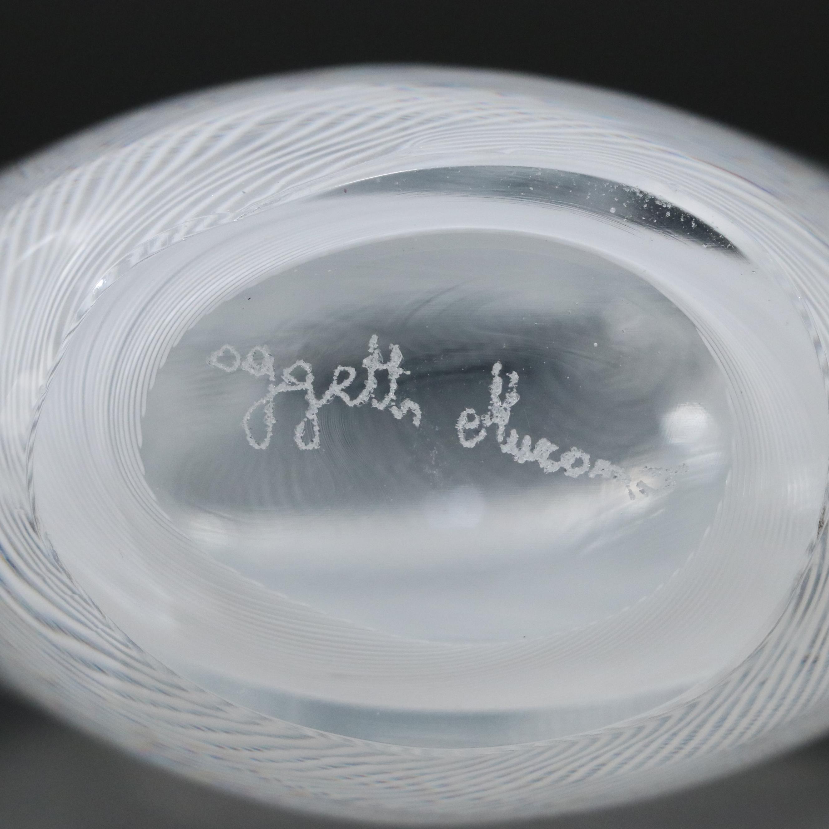 Oggetti Murano Handcrafted Lattimo Filigrana Art Glass Owl Sculpture