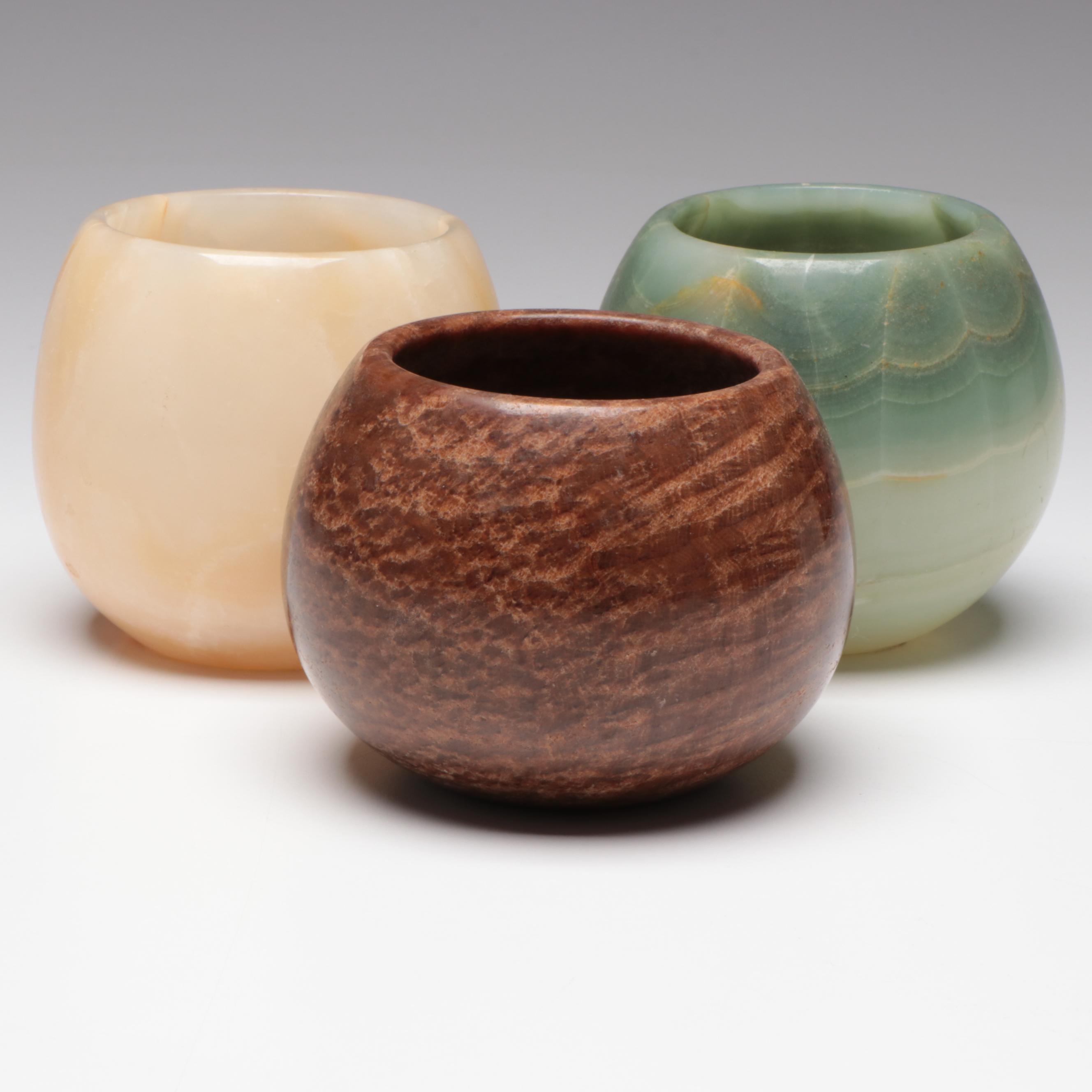 Three Vintage Stone Cups