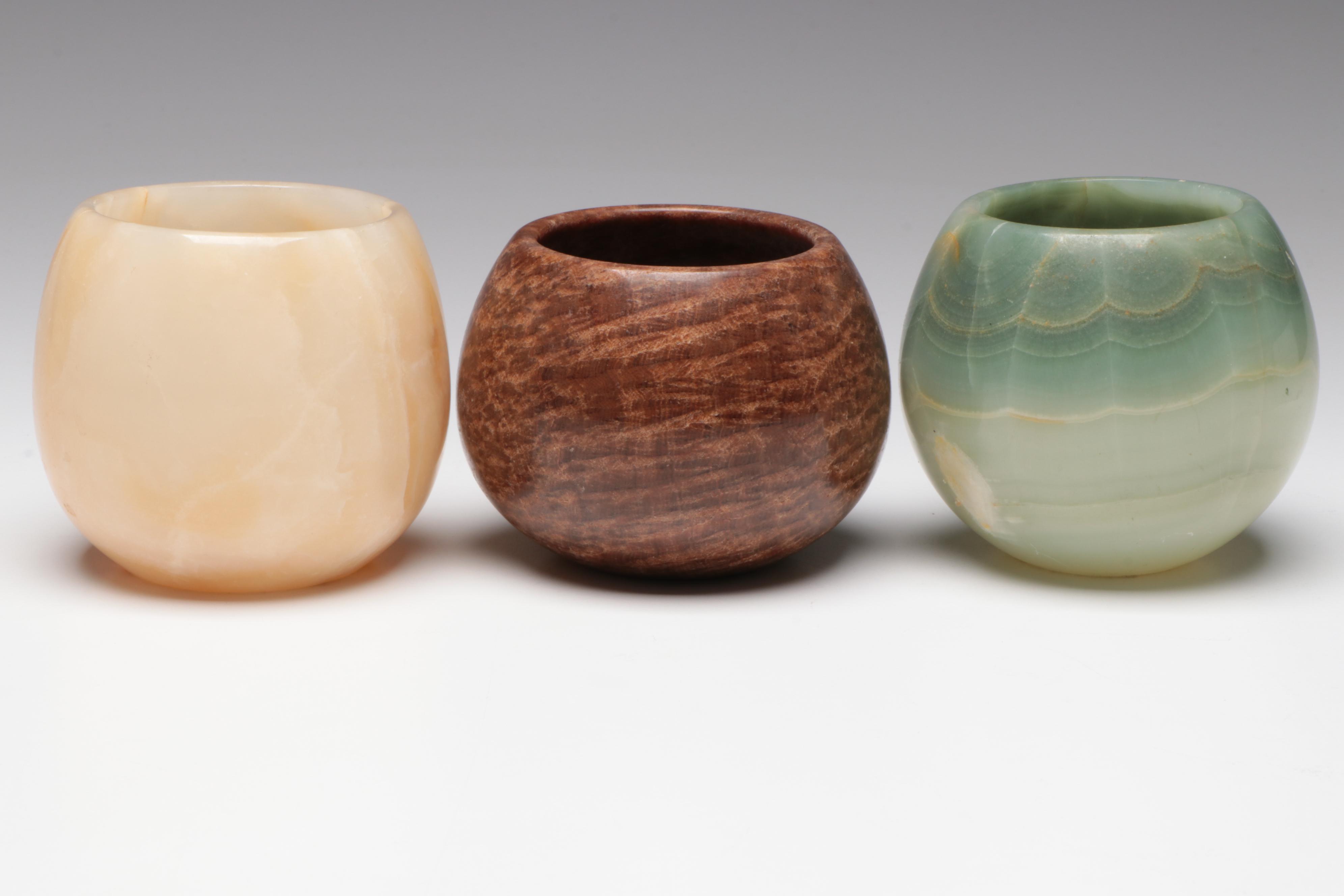 Three Vintage Stone Cups