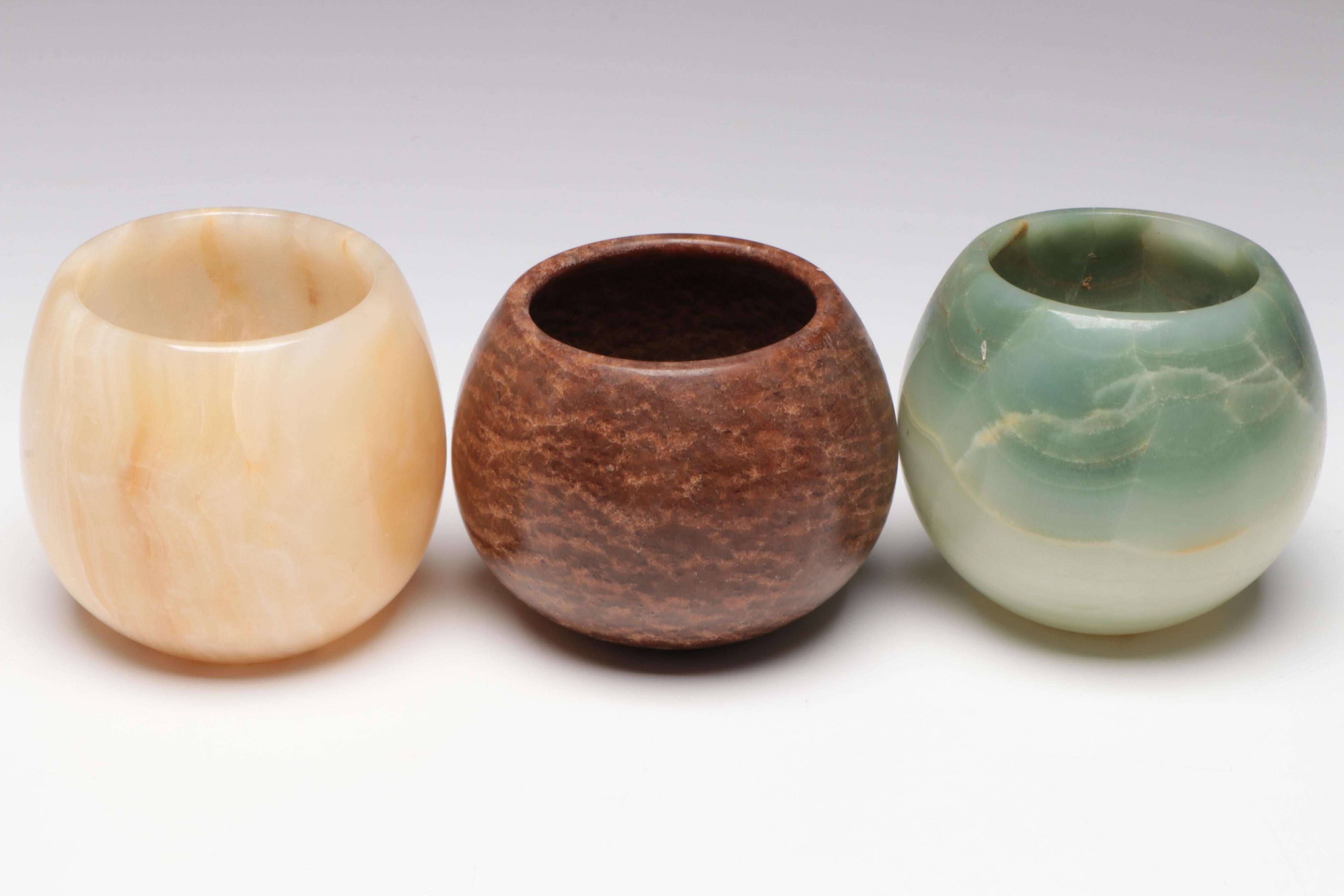 Three Vintage Stone Cups