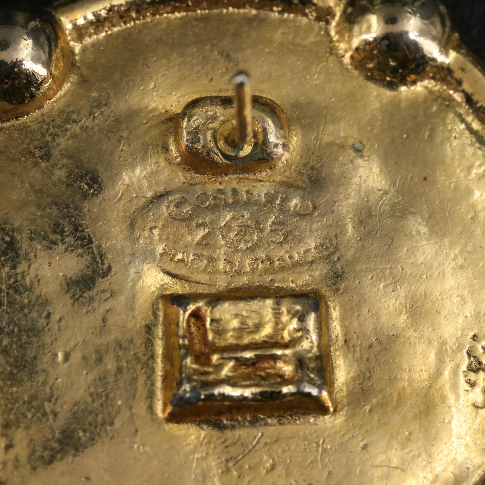 Chanel CC Logo Designer Runway Oversized Medallion Drop Earrings