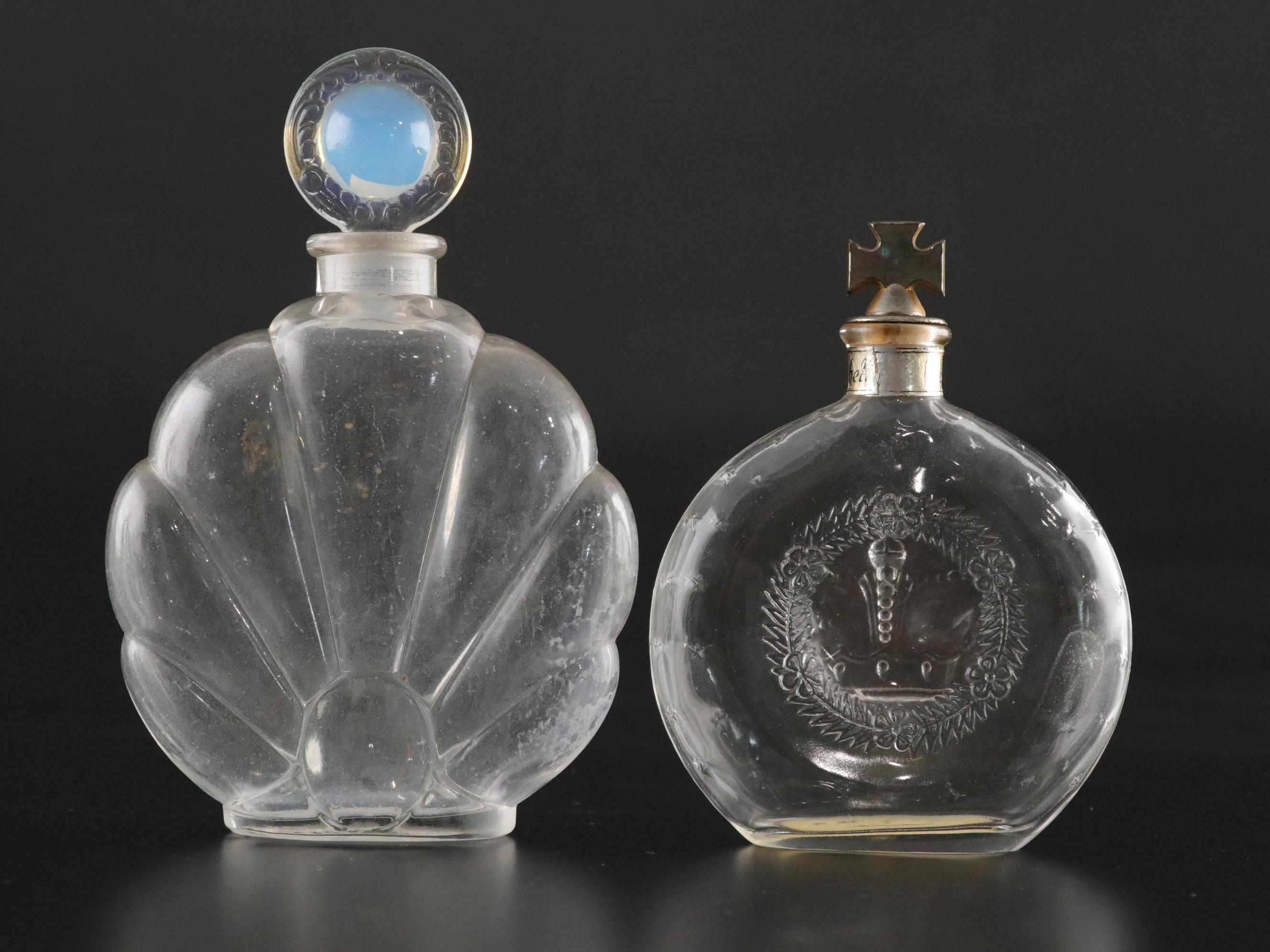 Perfume Bottles Featuring French Opalescent Stopper, Hanau Silver Collar & Dior
