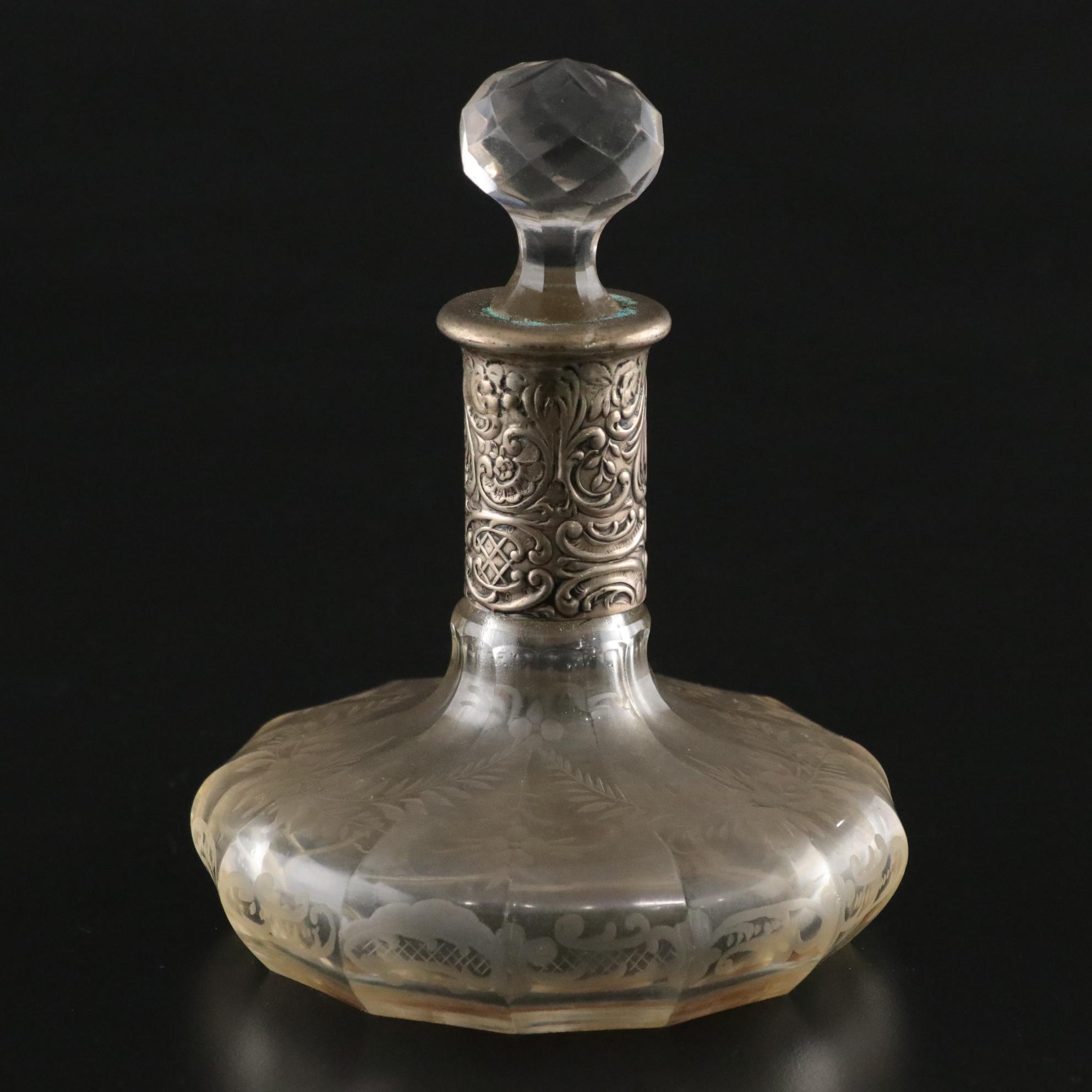 Perfume Bottles Featuring French Opalescent Stopper, Hanau Silver Collar & Dior