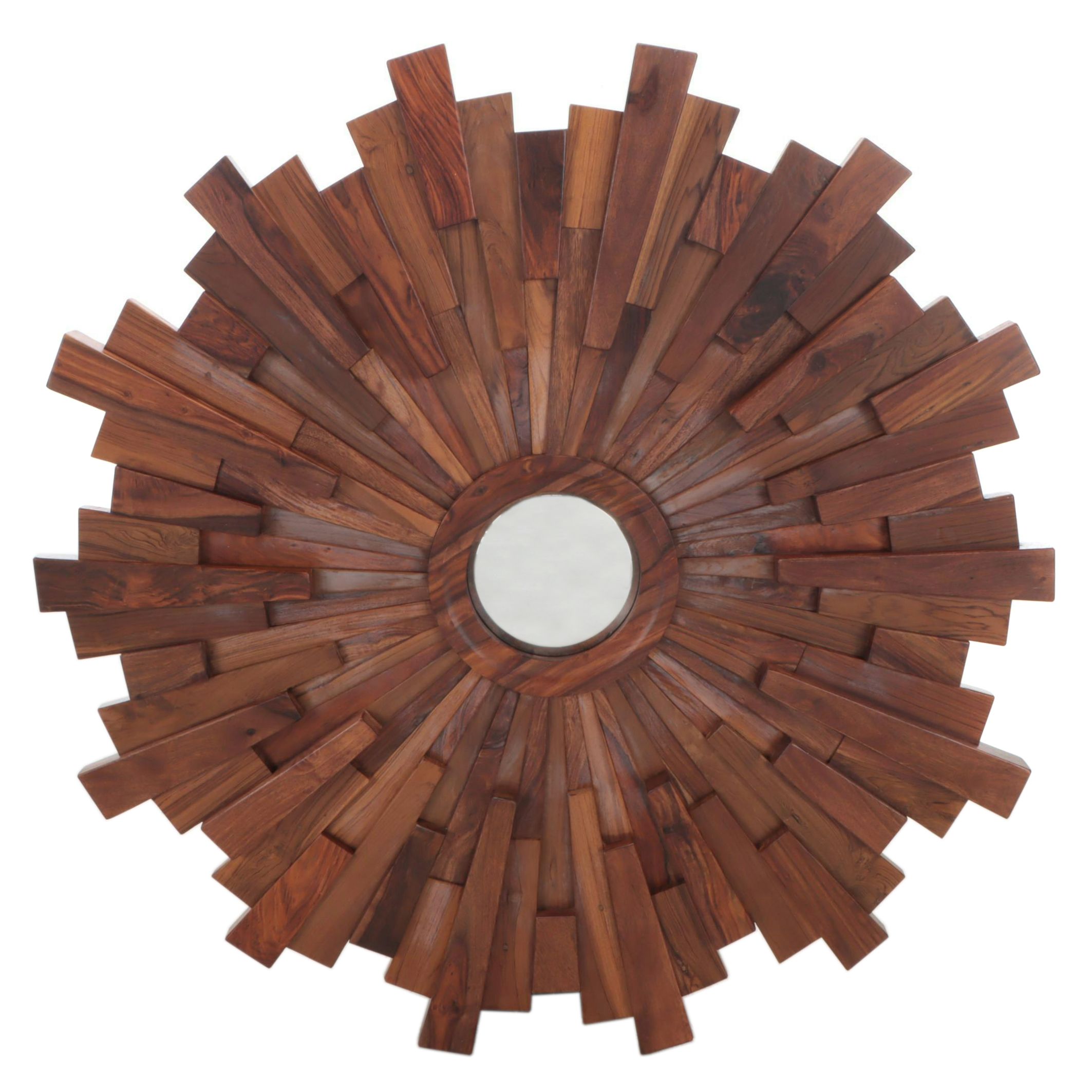 Global Views Walnut Sunburst Wall Mirror
