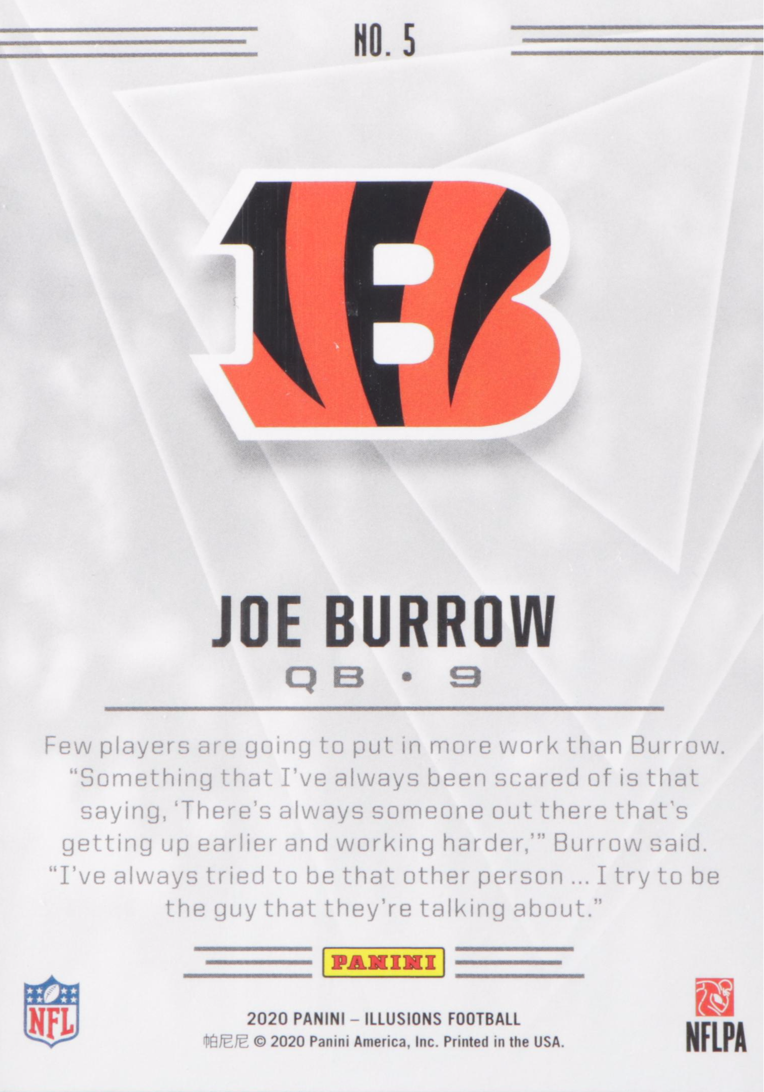 2020 Illusions Joe Burrow Retail Rookie Football Card #5 Graded PSA 10