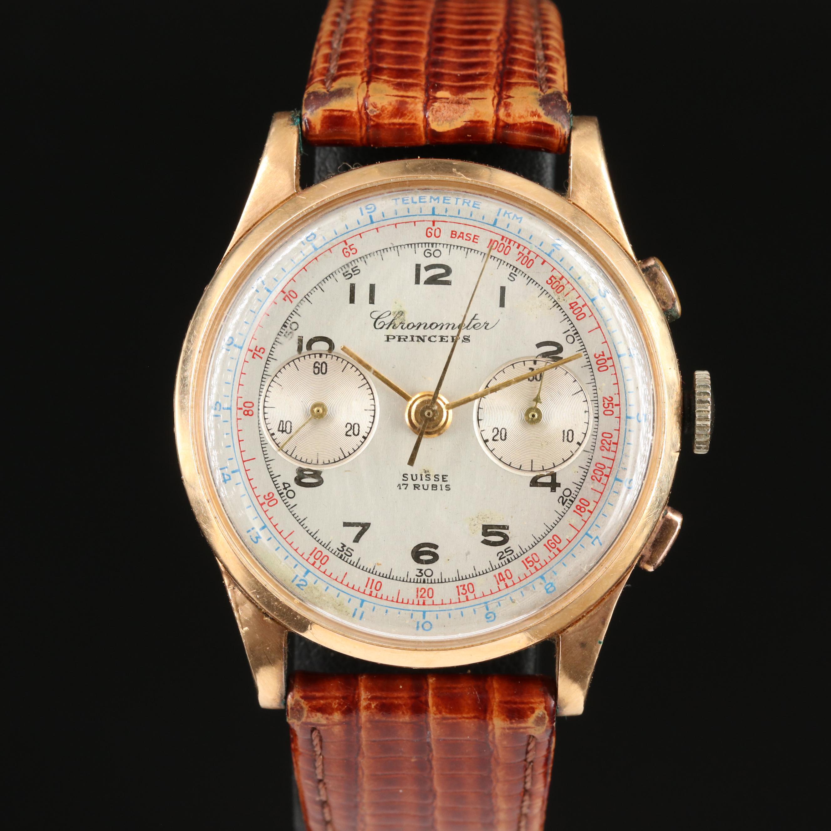 Vintage Princeps 18K Gold Chronograph Watch
